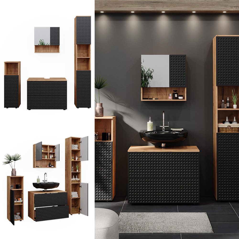 Vicco Badmöbel-Set Irma, Goldkraft Eiche/Anthrazit, 4 günstig online kaufen