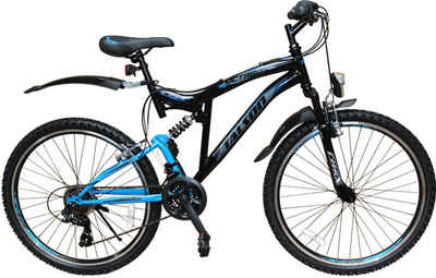Talson Mountainbike »26 Zoll Fahrrad mit«, 21 Gang Shimano, Kettenschaltung, mit Beleuchtung nach StVZO und Gabelfederung Schwarz-Blau