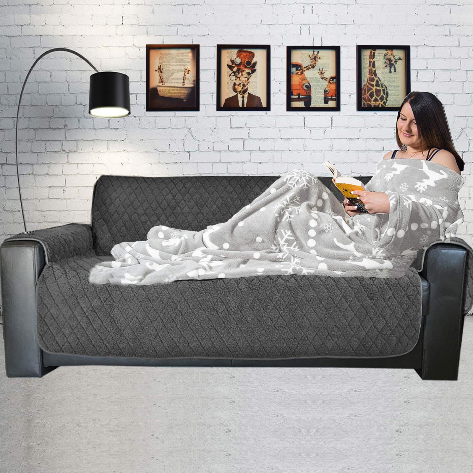 Wohndecke HOMELEVEL Ärmeldecke Microfaser 200x150 cm, Hellgrau Norweger, HOMELEVEL – Bild 3 von 5