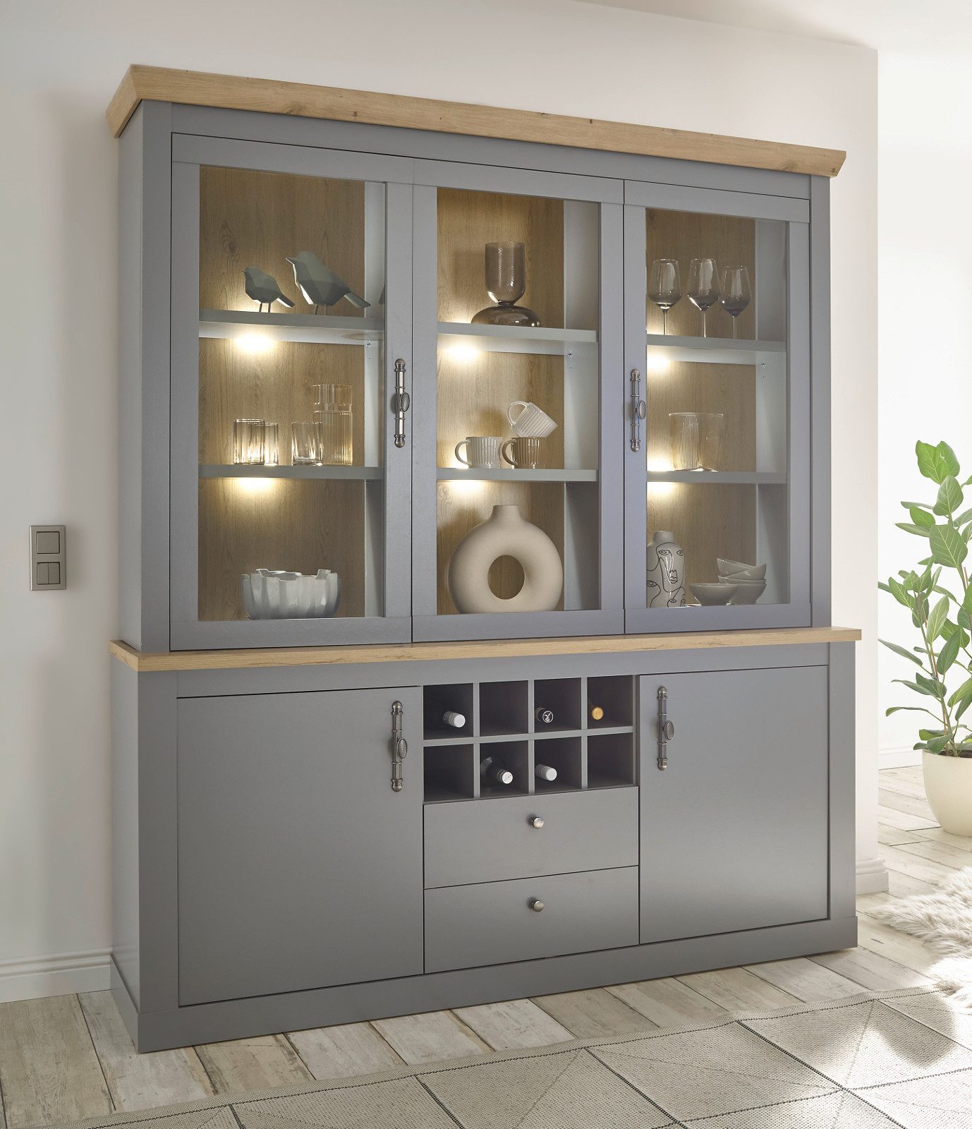 Furn.Design Buffet Rideau (Buffetschrank in grau günstig online kaufen