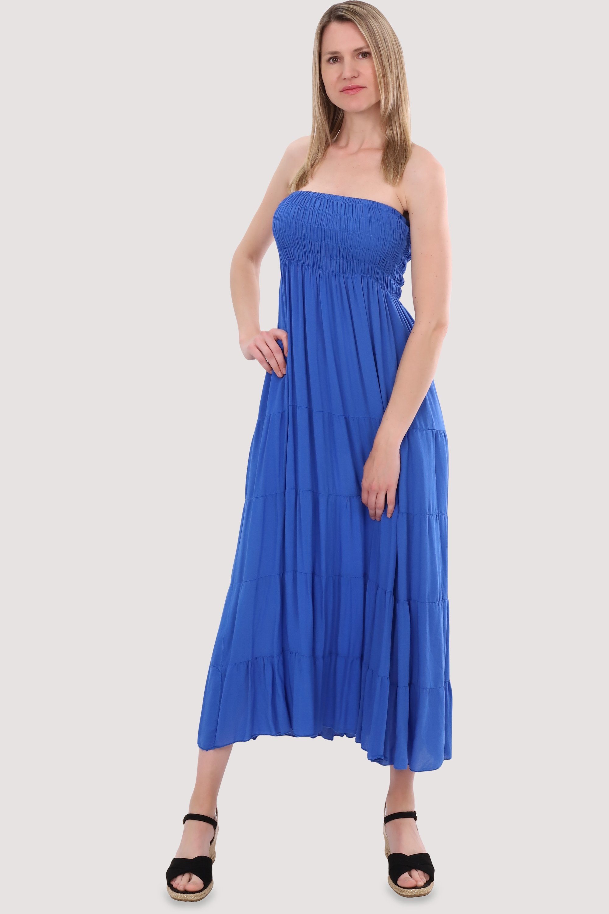 malito more than fashion Bandeaukleid 4635 figurumspielendes Sommerkleid Strandkleid Einheitsgröße blau