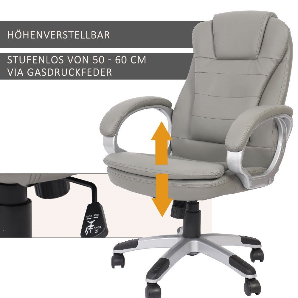 Bürostuhl | Stuhl Gaming Drehstuhl Kopfstütze 120 integrierter Schreibtischstuhl Grau mit Chefsessel Schreibtischstuhl Mucola KG grau Rückenlehne (Stück),