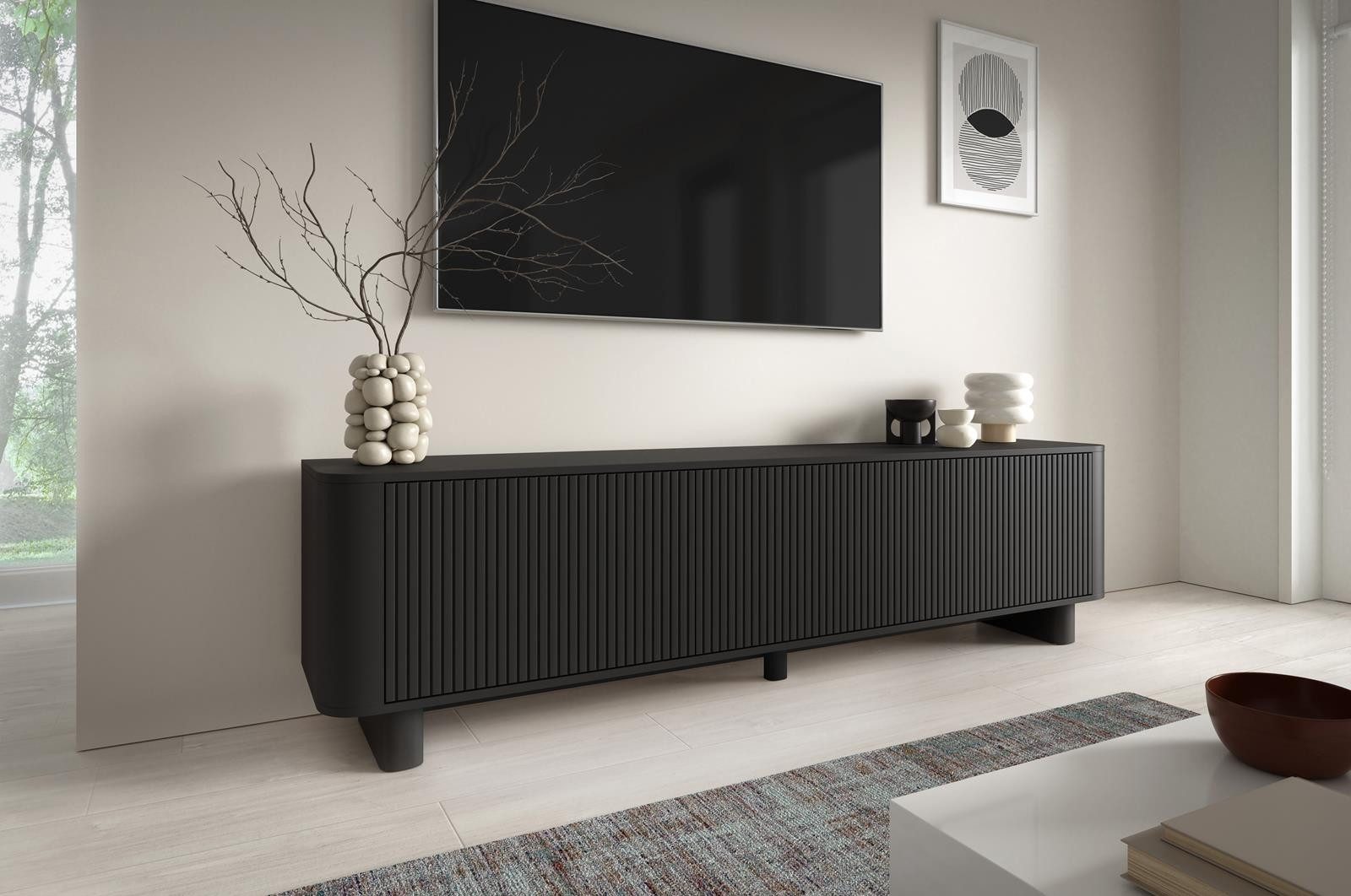 Compleo TV-Schrank modern und Japandi Design, Lowboard 200 cm breit MADE IN EU, TOPSELLER