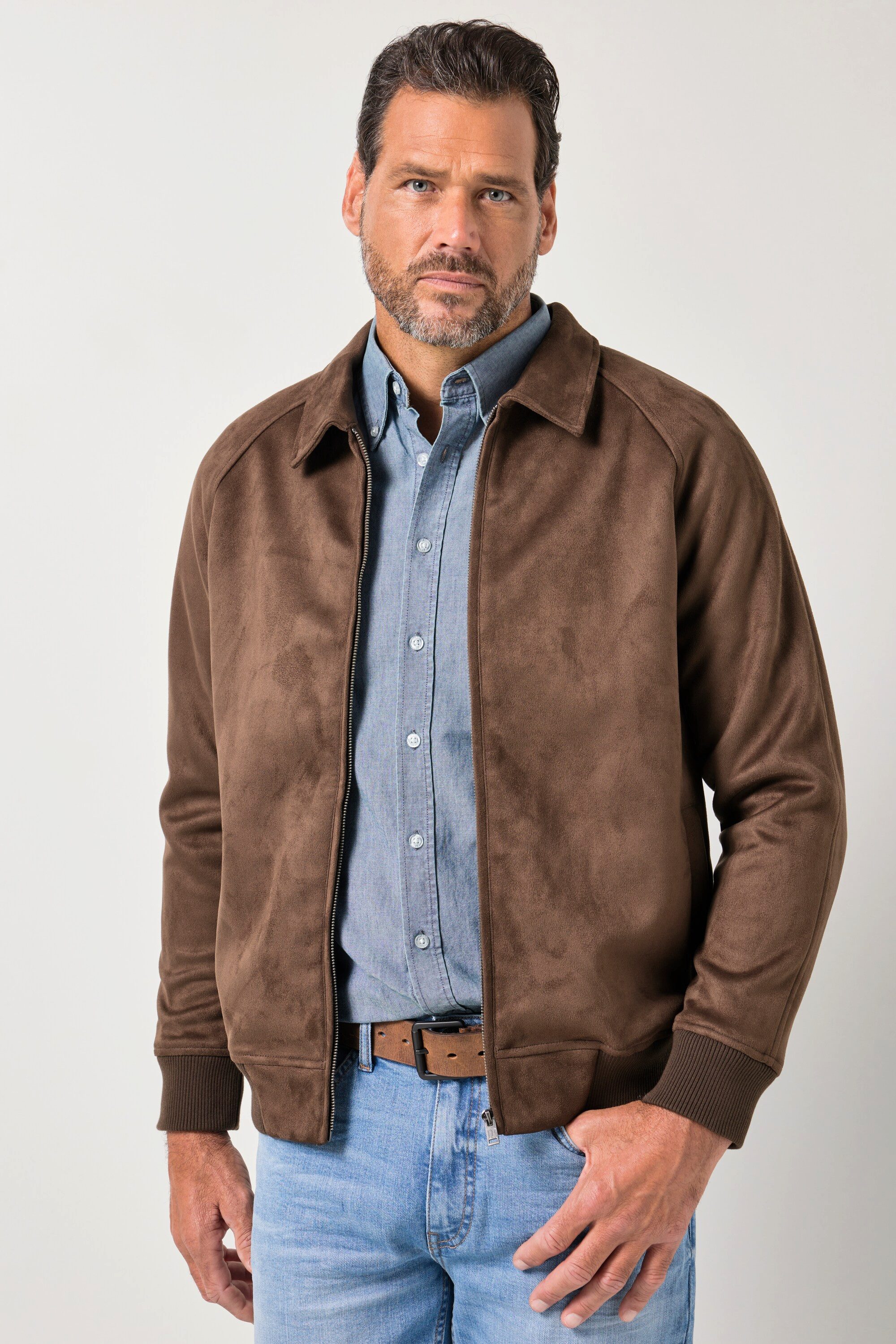 JP1880 Funktionsjacke JP1880 Veloursblouson Outdoor Lederoptik Zipper günstig online kaufen