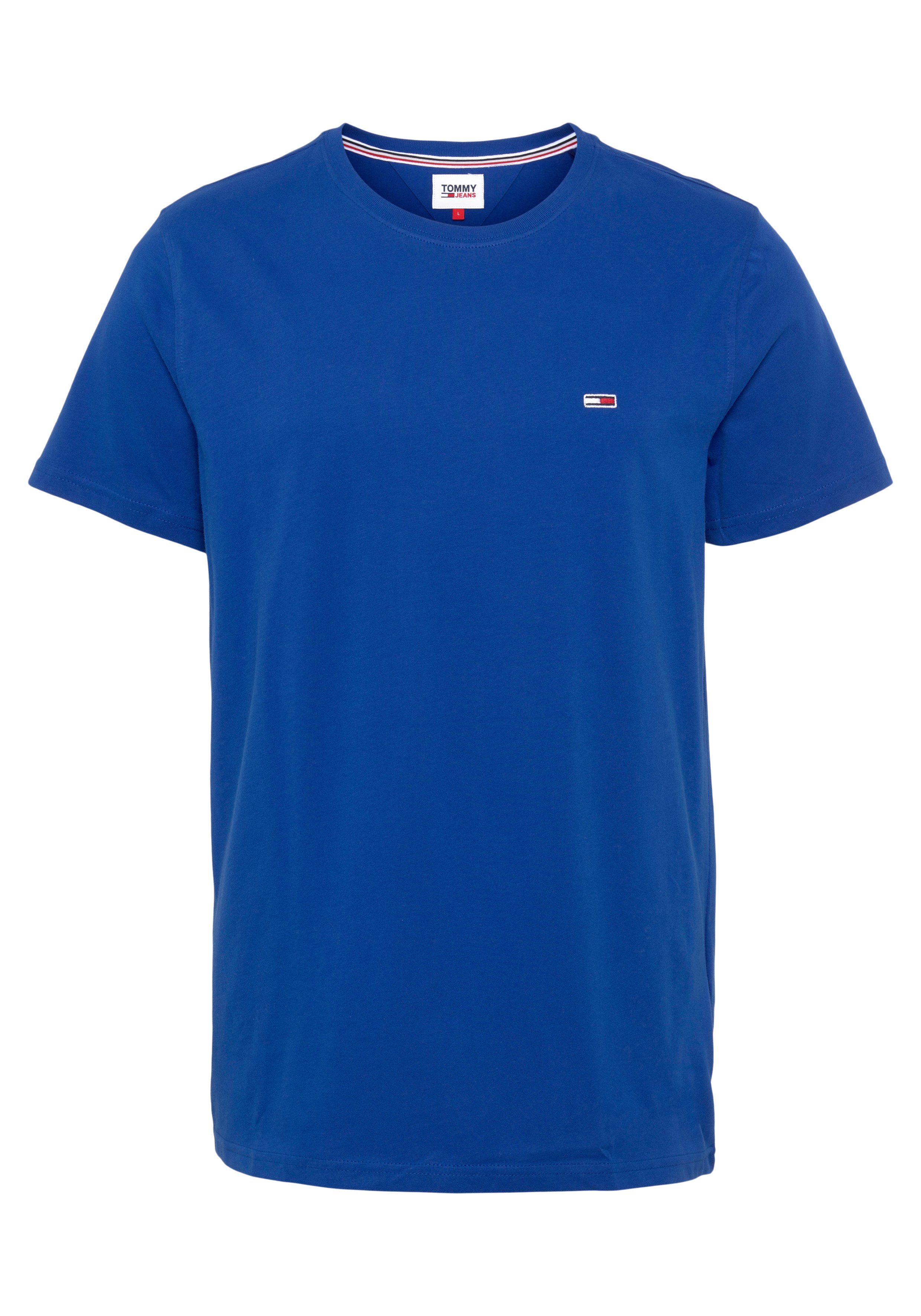 Tommy Jeans T-Shirt TJM 2PACK / TEE Markenlogo 2-tlg., Brust JERSEY White der 2er-Pack) SLIM mit (Packung, Blue Ultra auf
