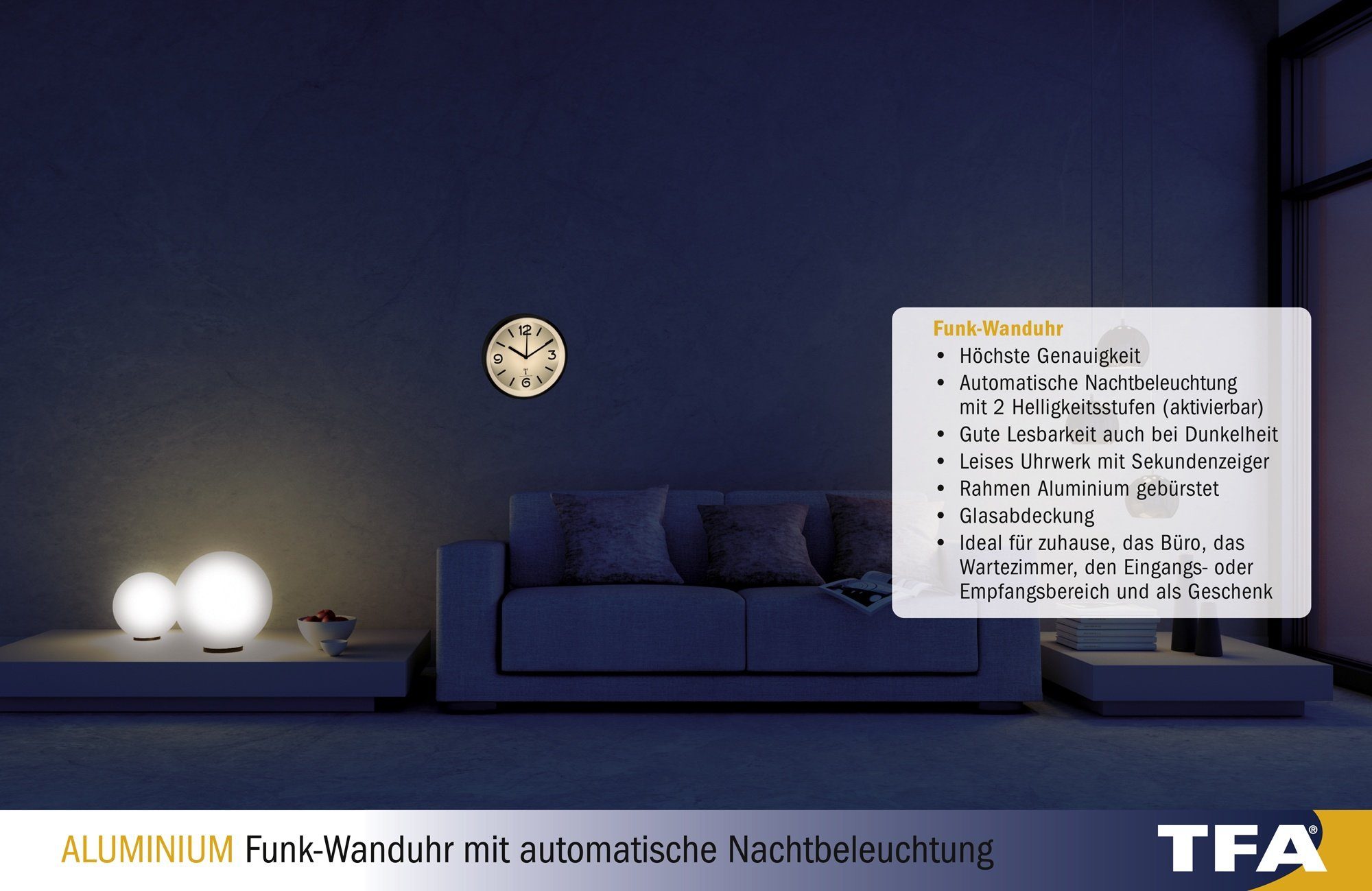 Dostmann Funkwanduhr Nachtbeleuchtung TFA TFA 60.3535.02 Analog mit