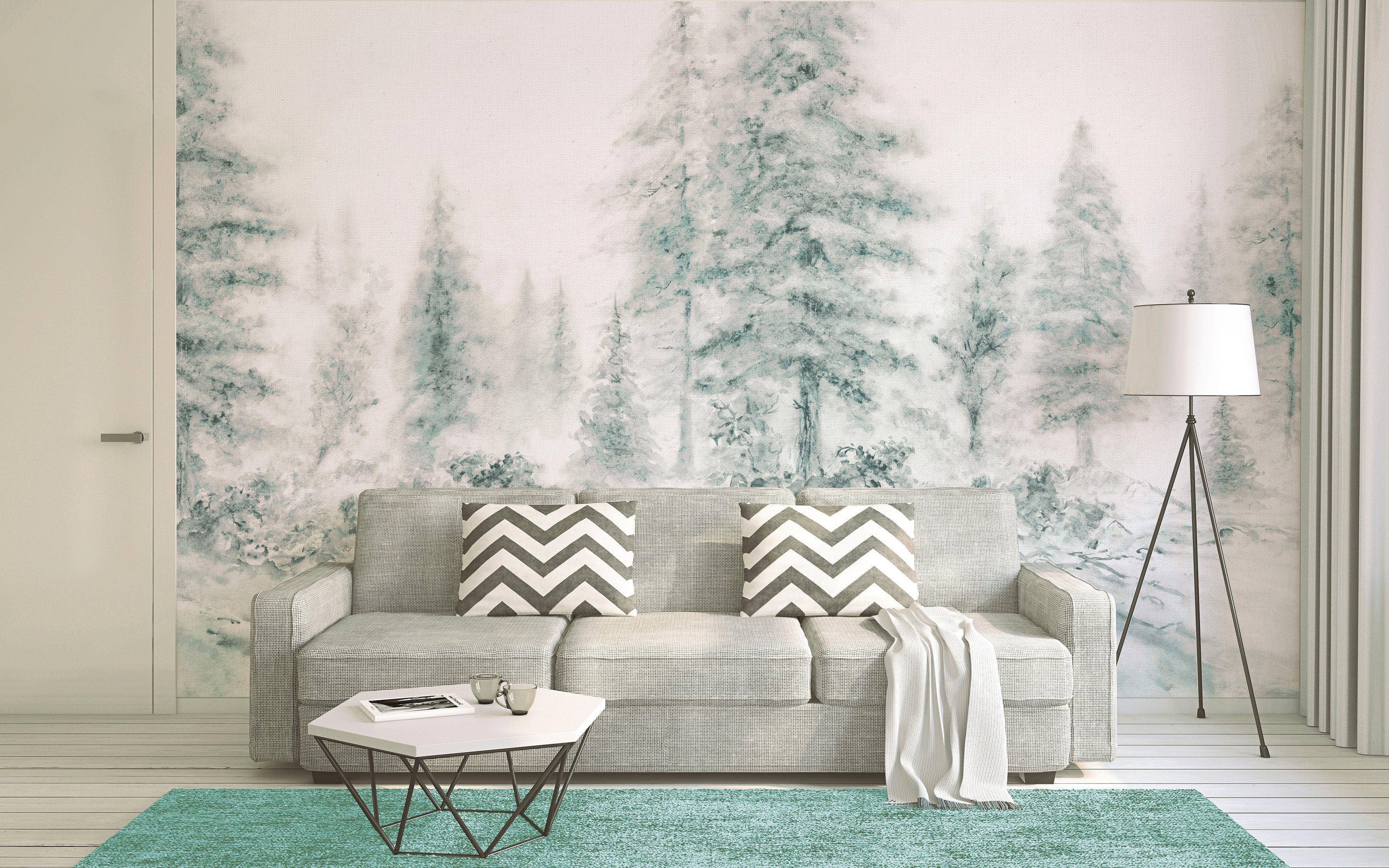 Architects Paper Fototapete Atelier 47 Aquarel Forest 2, glatt, Wald, (4 St), Vlies, Wand, Schräge, Decke