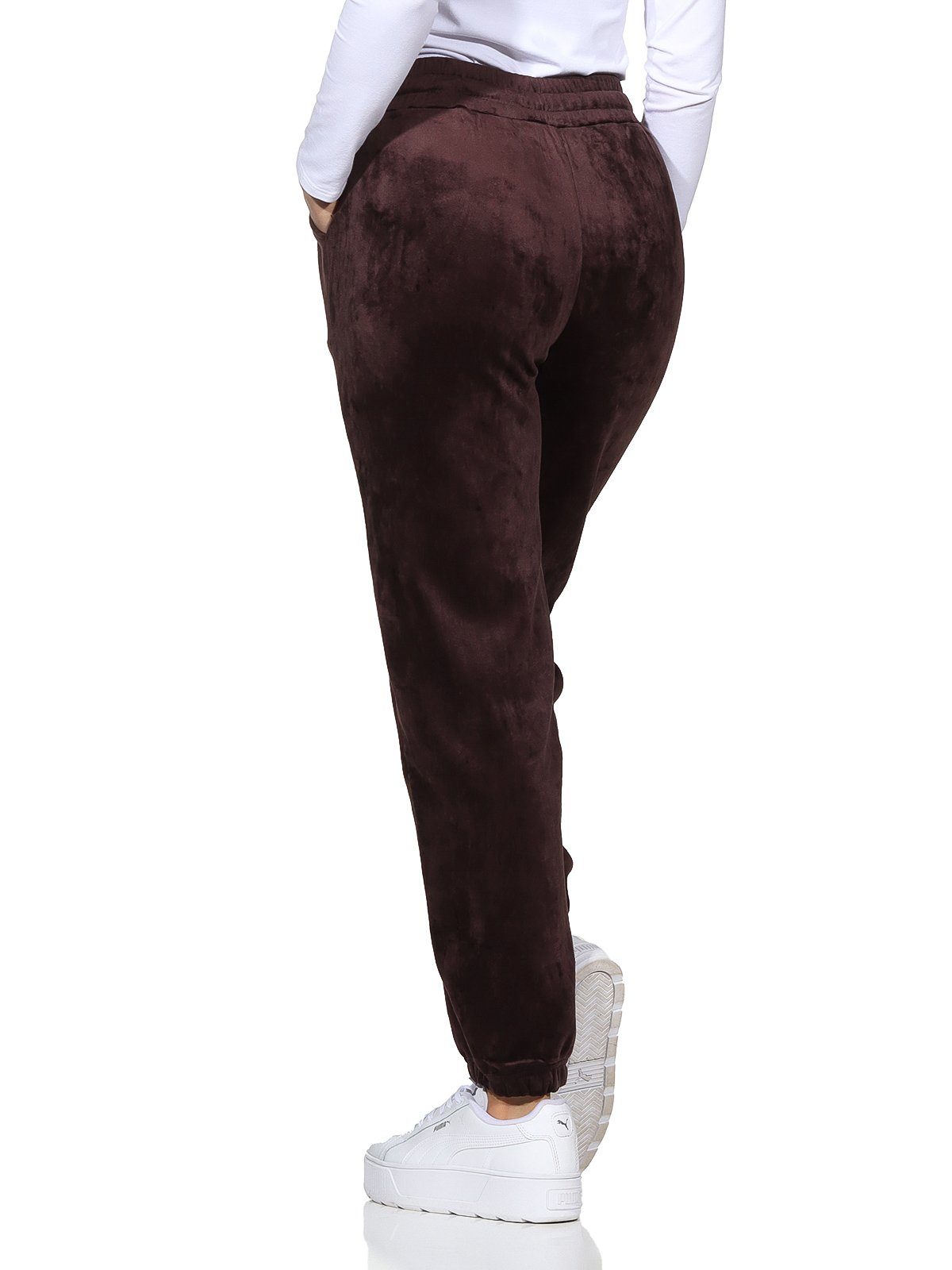 Aurela Damenmode Jogginghose Thermo- Freizeithose chillige Samt Hose Polarfleece Indoor & Outdoor elastischer Komfortbund, warm gefüttert