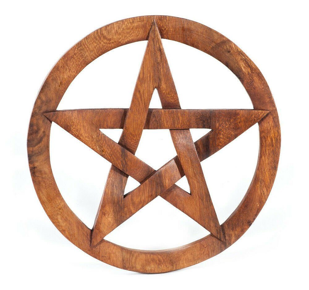 Wanddekoobjekt Wandschmuck Pentagramm im Kreis Wanddeko Holz Wanddekoobjekt geschnitz