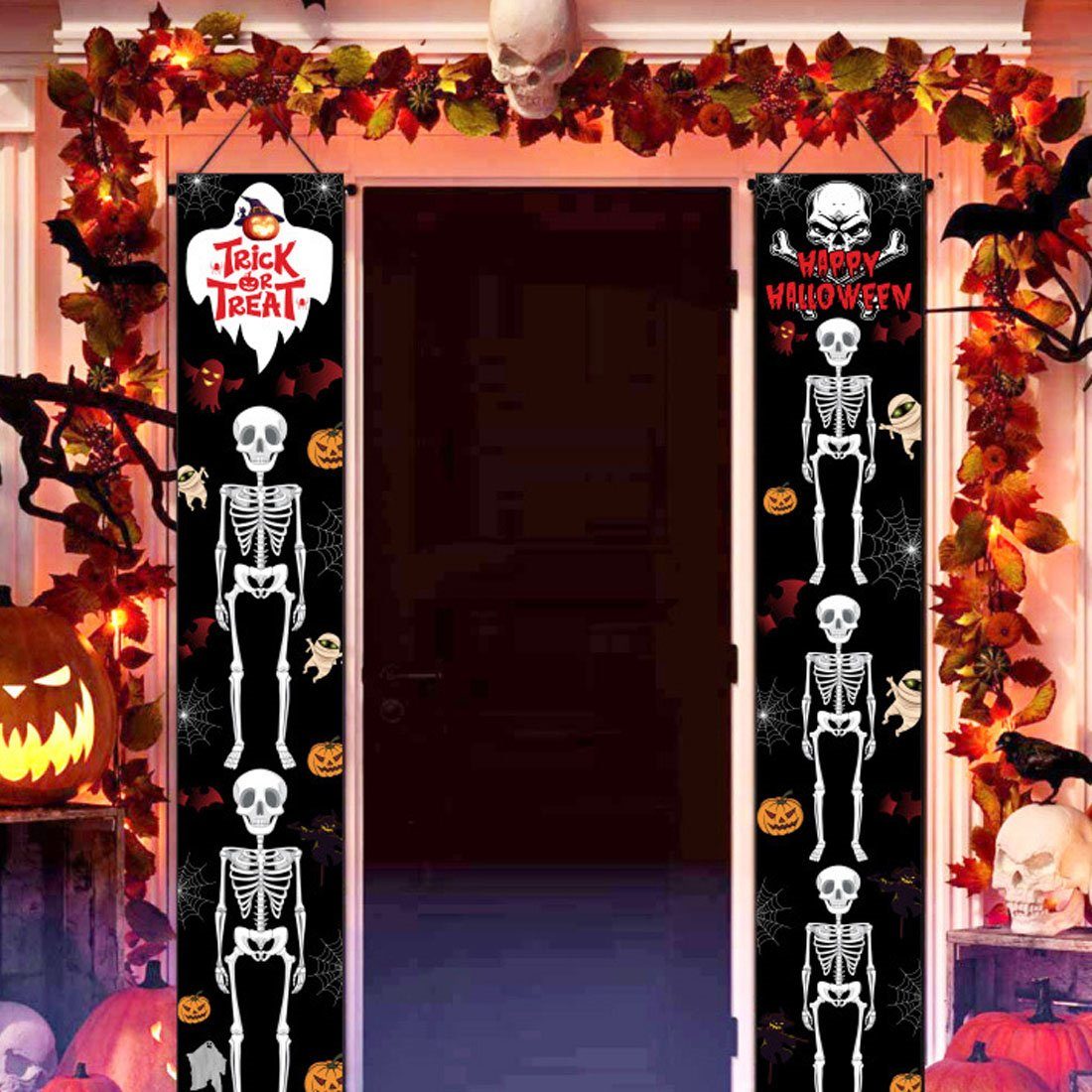 Banner DÖRÖY Tuch Halloween Skelett Scary hängende Banner, Oxford Dekoobjekt hängende
