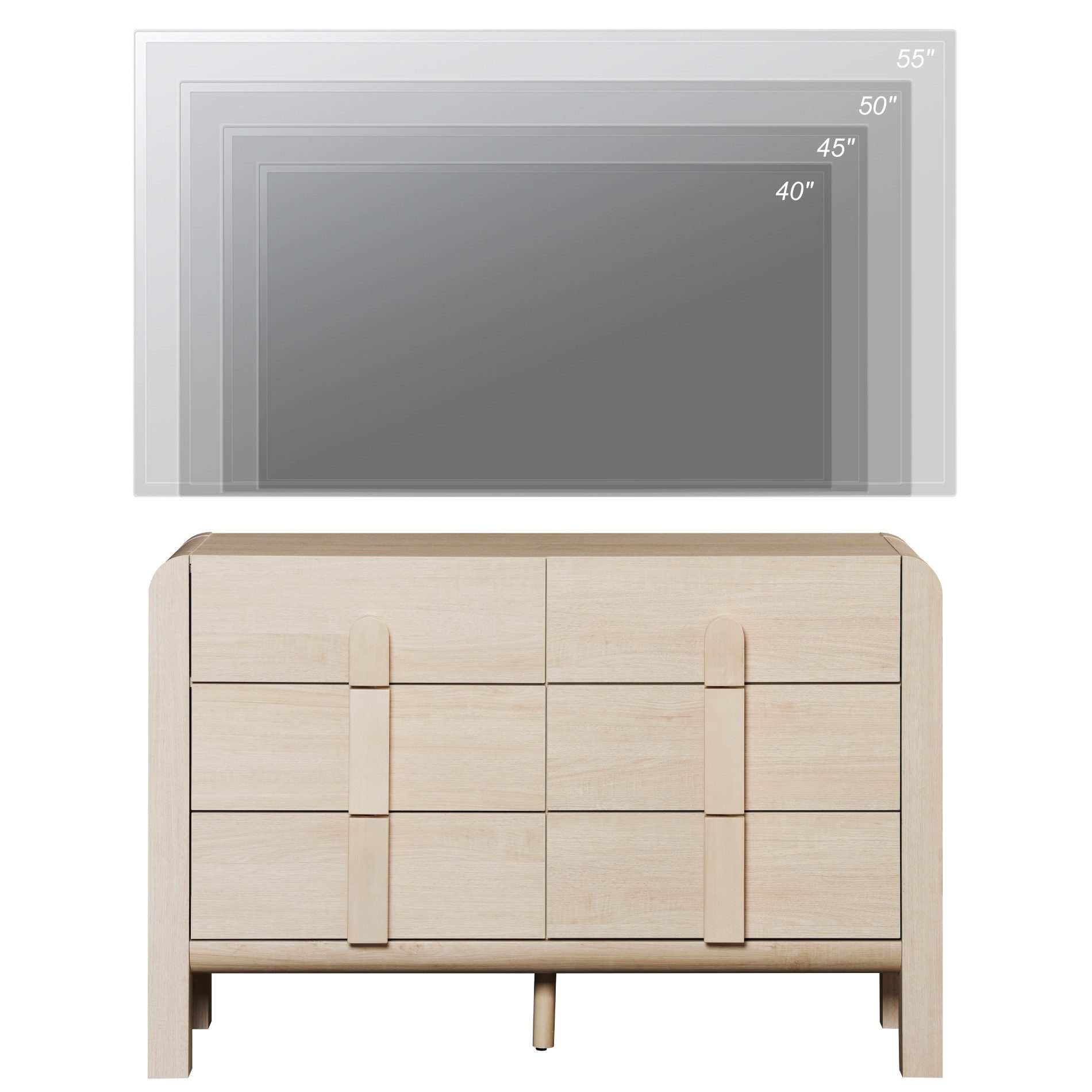 WAMPAT Kommode 120 cm breit, Sideboard mit 6 Schubladen, Holzoptik, kratzfest, wasserabweisend, für Schlafzimmer, Kinderzimmer, Flur