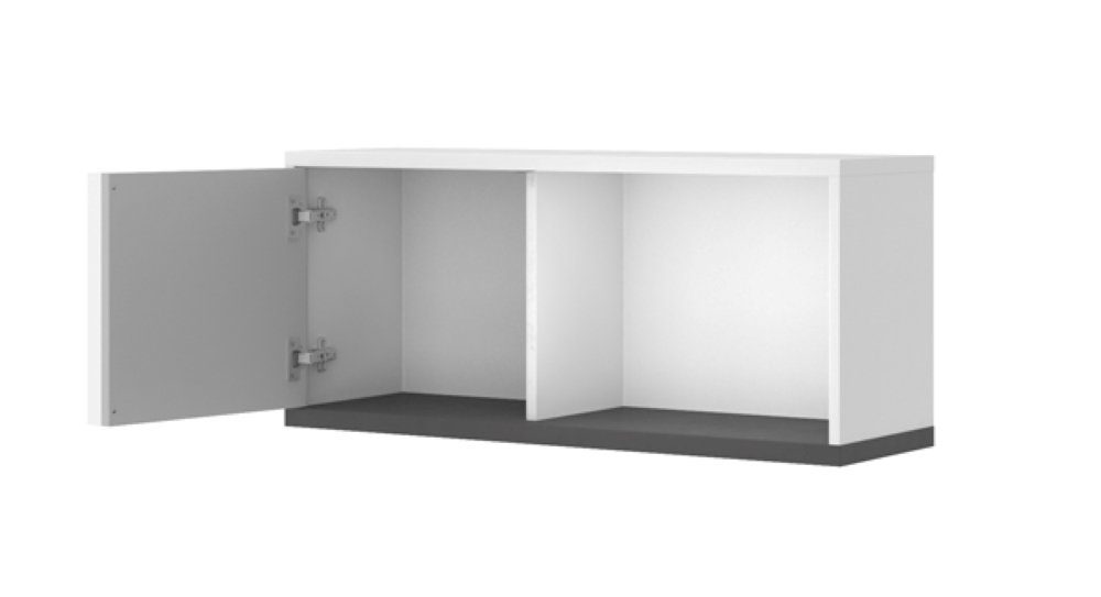 Feldmann-Wohnen Wandhängeschrank Imola, Imola 1-tlg., 90cm weiß / graphit / grau 1 Drehtür