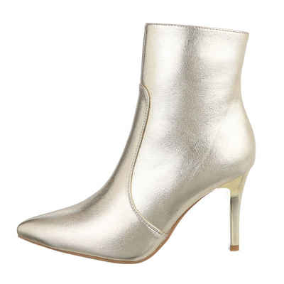 Ital-Design Damen Party & Clubwear High-Heel-Stiefelette Pfennig-/Stilettoabsatz High-Heel Чоботиetten in Gold