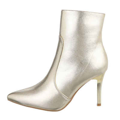 Ital-Design Damen Party & Clubwear High-Heel-Stiefelette Pfennig-/Stilettoabsatz High-Heel Stiefeletten in Gold