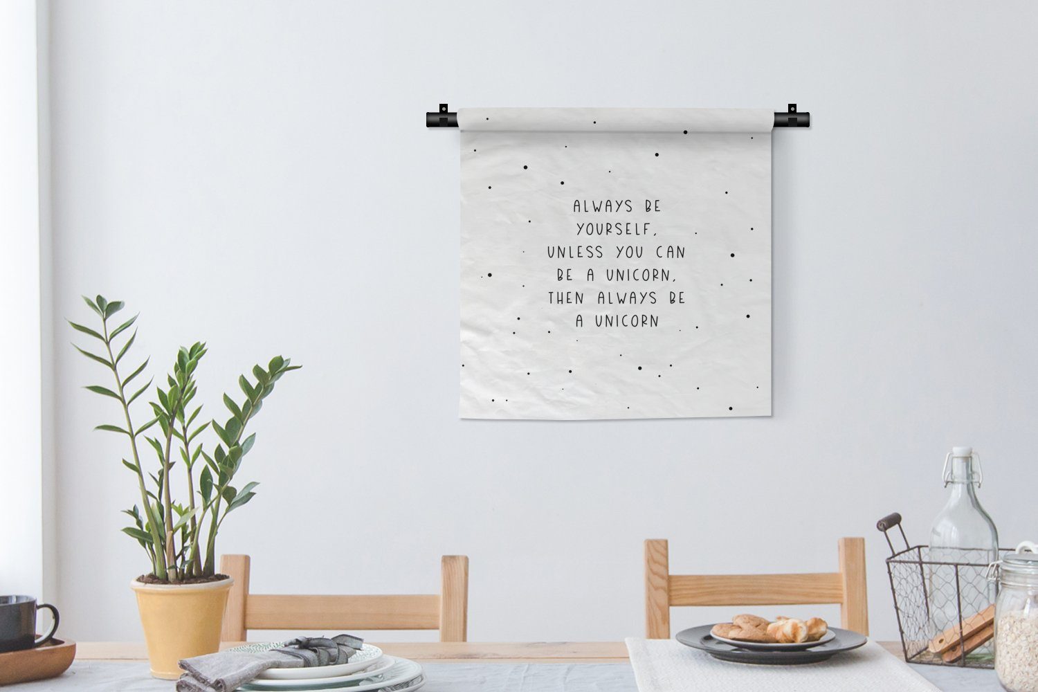 Wanddeko immer Zitate - Sei Einhorn Sprichwörter Schlafzimmer, Kleid, Kinderzimmer Wandbehang, Wanddekoobjekt selbst für du MuchoWow - Mädchen, - - Wohnzimmer,