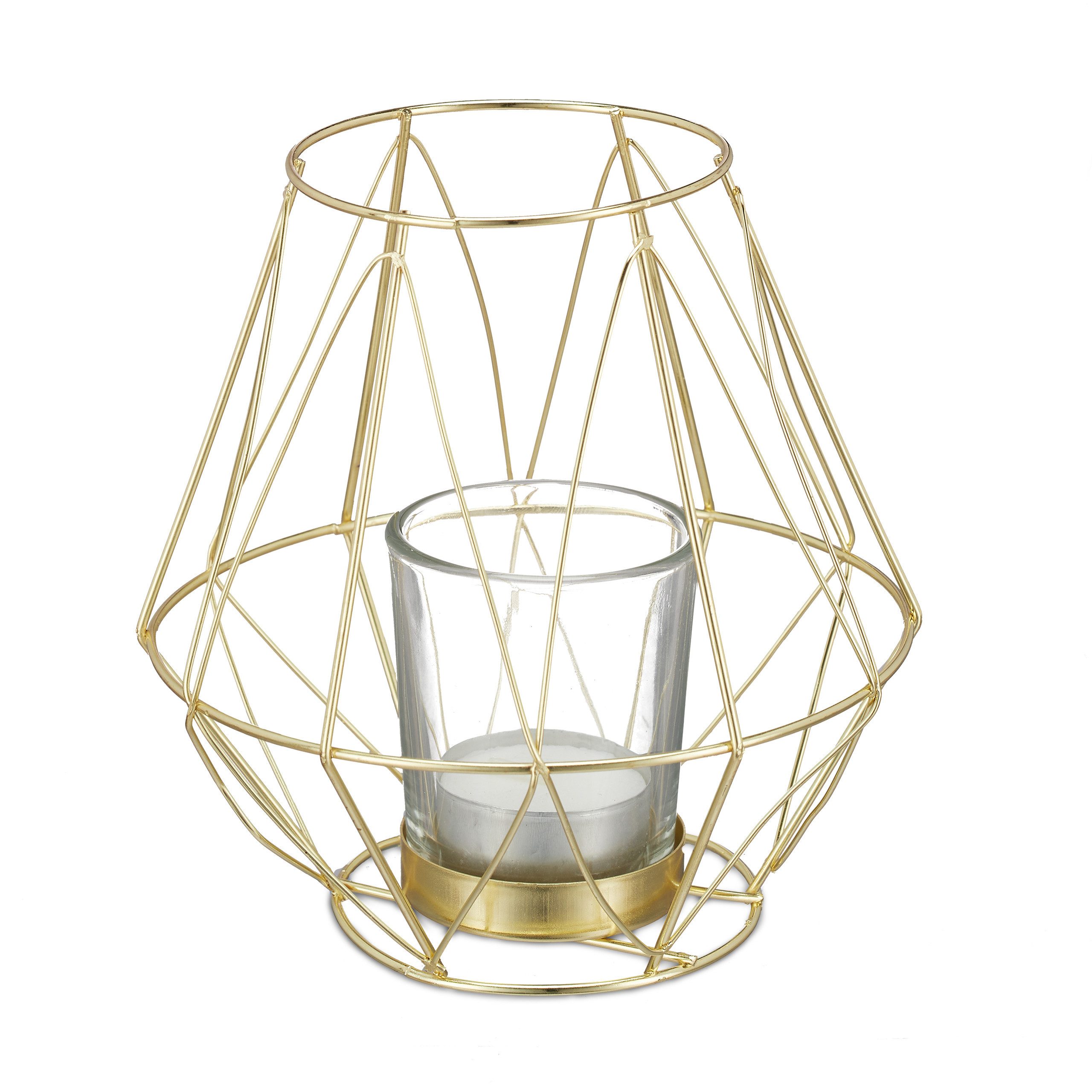 relaxdays Teelichthalter Geometrischer Teelichthalter, Gold günstig online kaufen