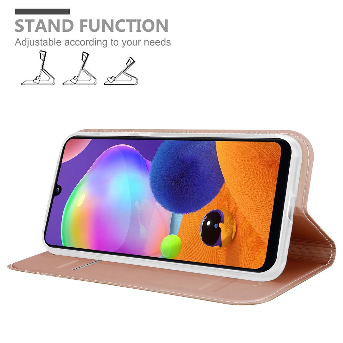 Cadorabo Handyhülle für Samsung Galaxy A31 Hülle Samsung Galaxy A31, Schutzhülle Hülle mit Standfunktion, Magnetverschluss und Kartenfach