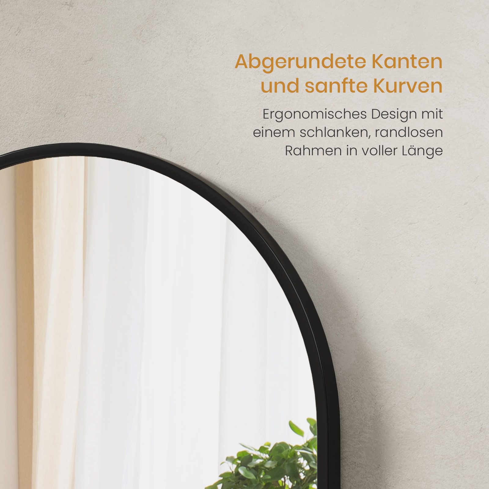 EMKE Standspiegel Bogen Standspiegel Ganzkörperspiegel mit Rahmen aus Aluminiumlegierung, für Wohn-,Schlaf-, Aufenthalt und Ankleidezimmer