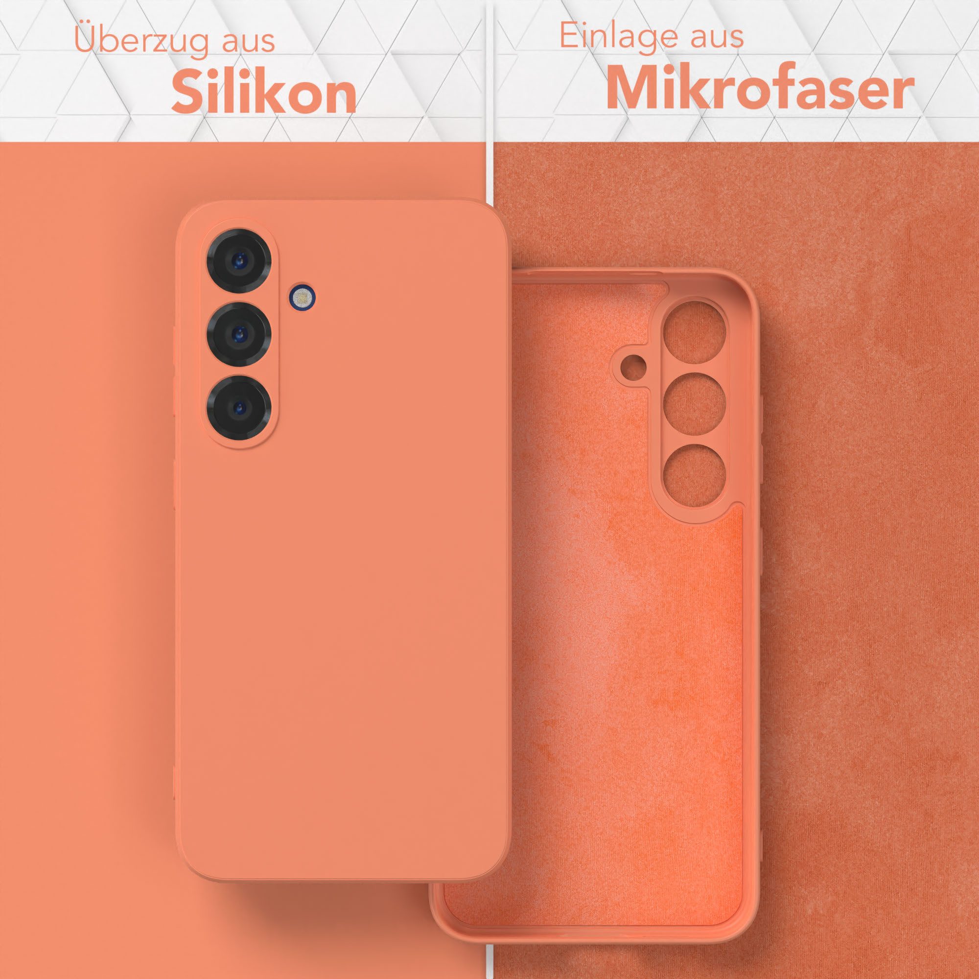 EAZY CASE Handyhülle für Samsung Galaxy S25 Hülle Silikon 6,2 Zoll, Schutzhülle mit Kameraschutz Telefonhülle elastisch Bumper tpu Orange