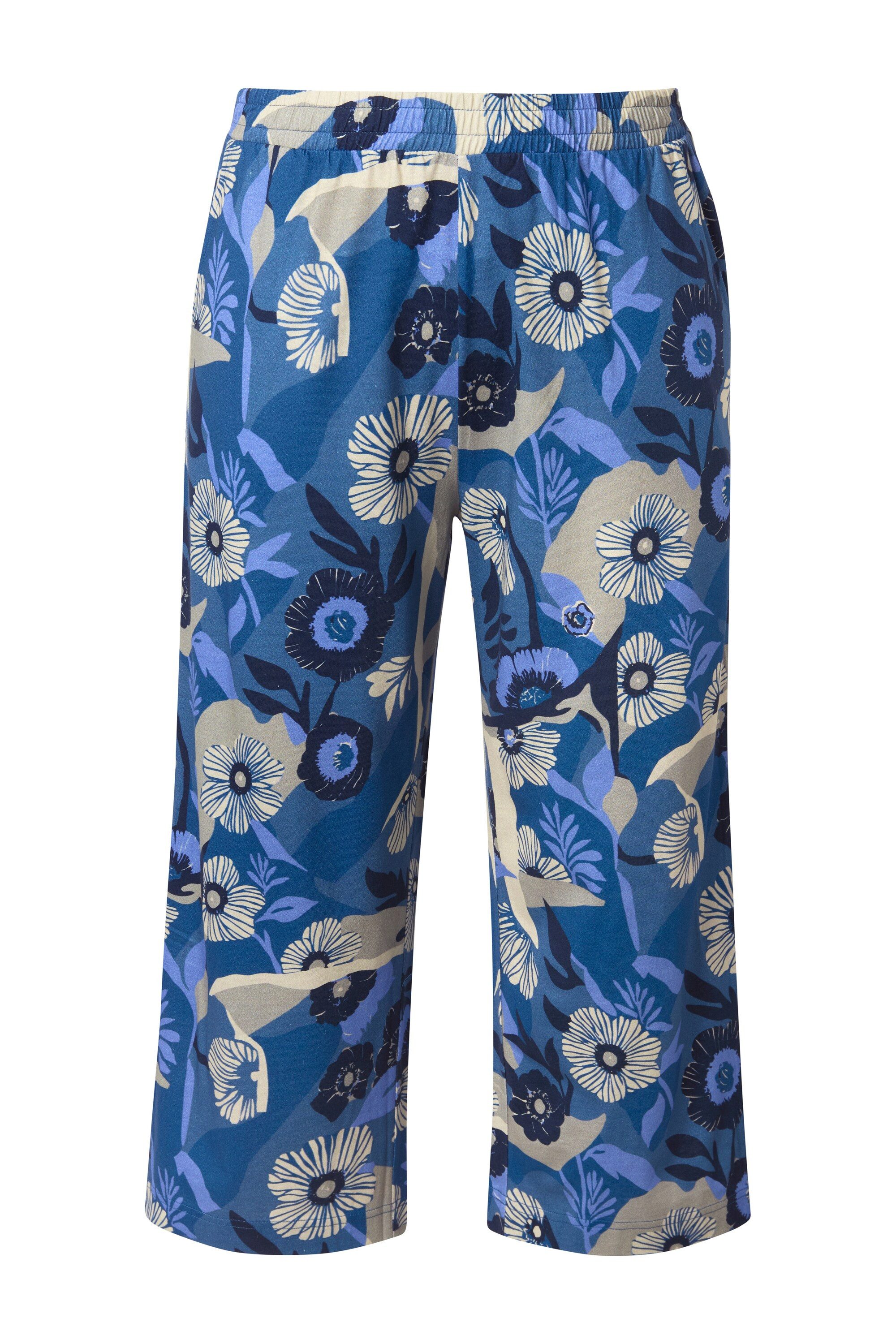 Ulla Popken Culotte Jersey-Culotte Blüten weites Bein Biobaumwolle
