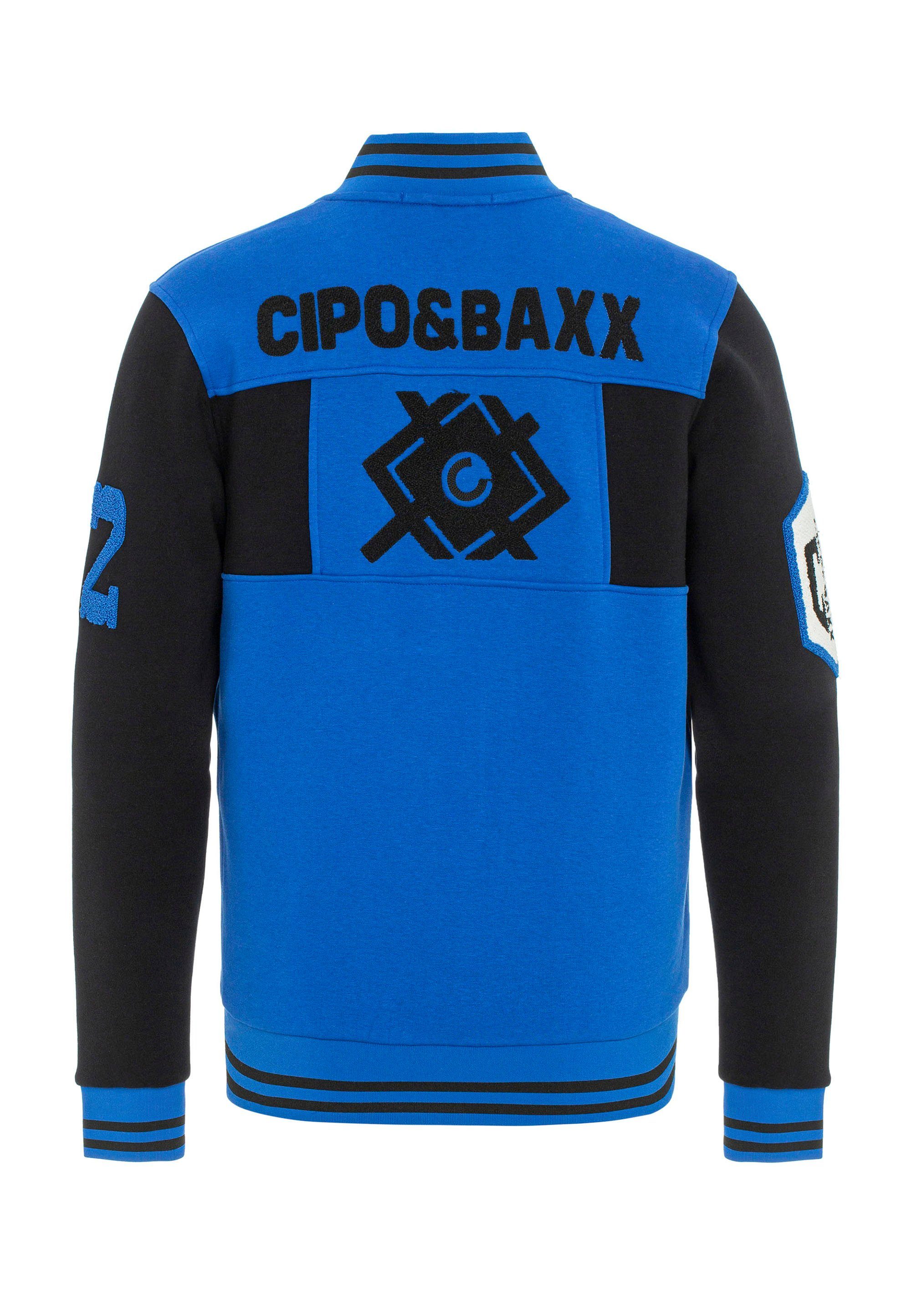 Cipo & Baxx Sweatjacke in sportlichem blau-schwarz Design
