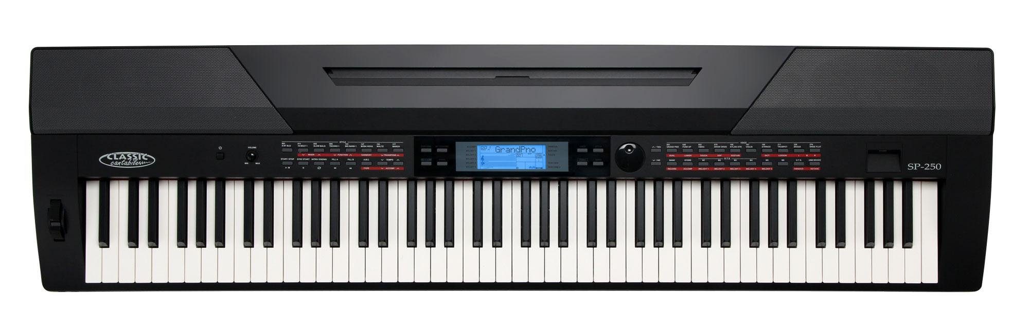 Classic Cantabile Stage-Piano SP-250 Stagepiano - 88 echte Hammertasten mit Anschlagdynamik, Klaviatur mit Splitfunktion, Lernmodus, USB-MIDI (In/Out)