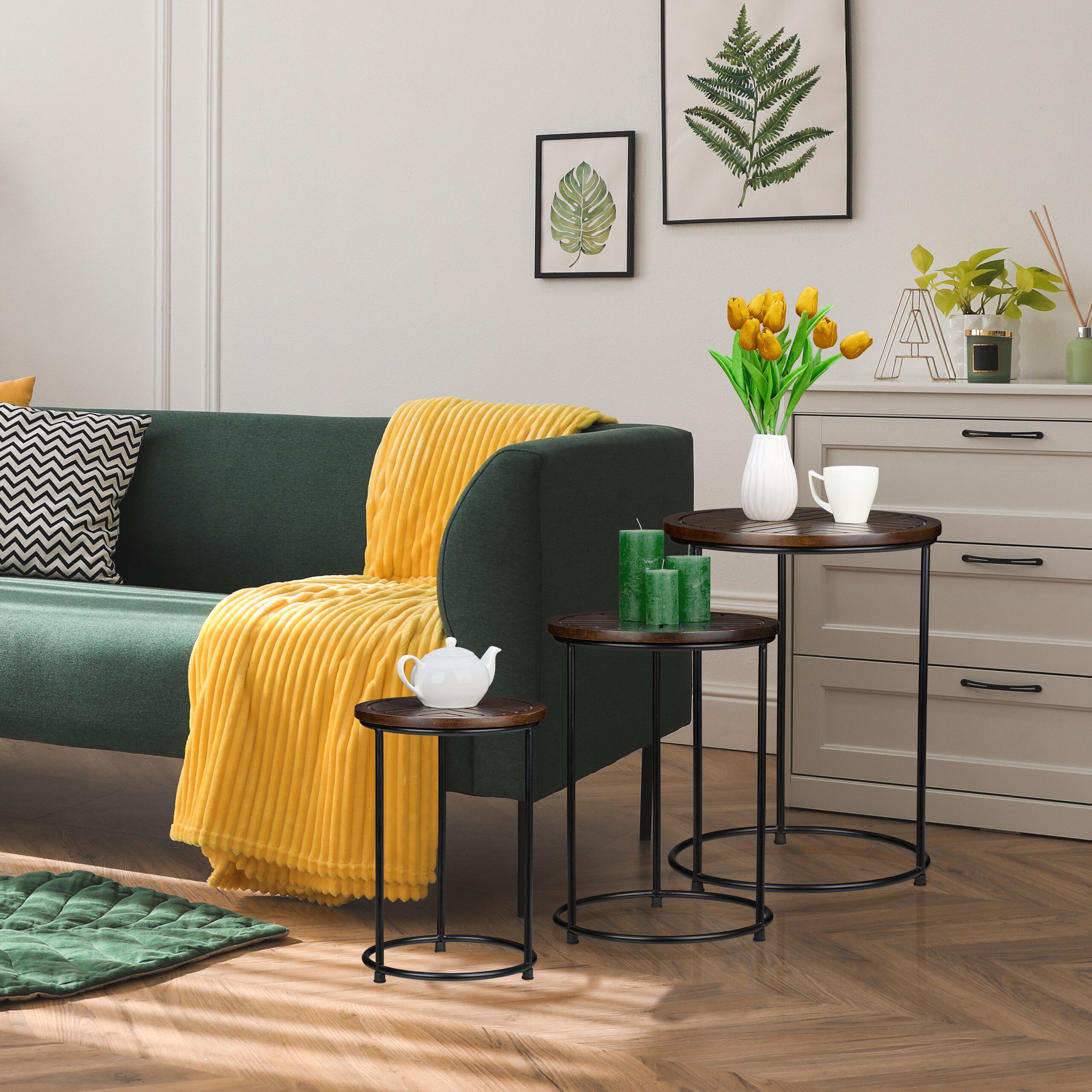 relaxdays Satztisch 3er Set Mangoholz günstig online kaufen