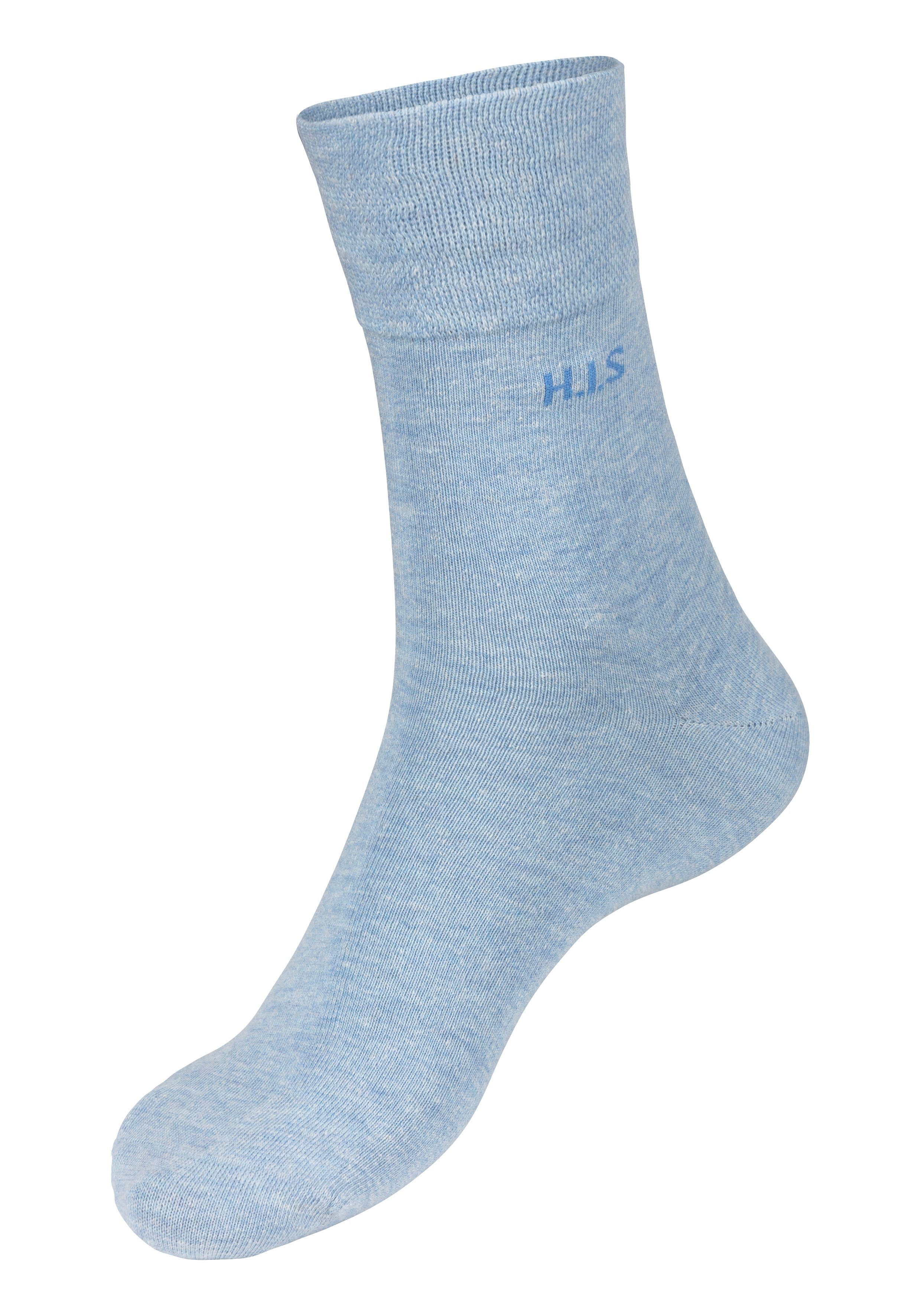 dunkel 12-Paar) Socken navy, ohne H.I.S jeansblau-meliert, jeans-meliert Gummi einschneidendes 4x 4x (Packung, 4x