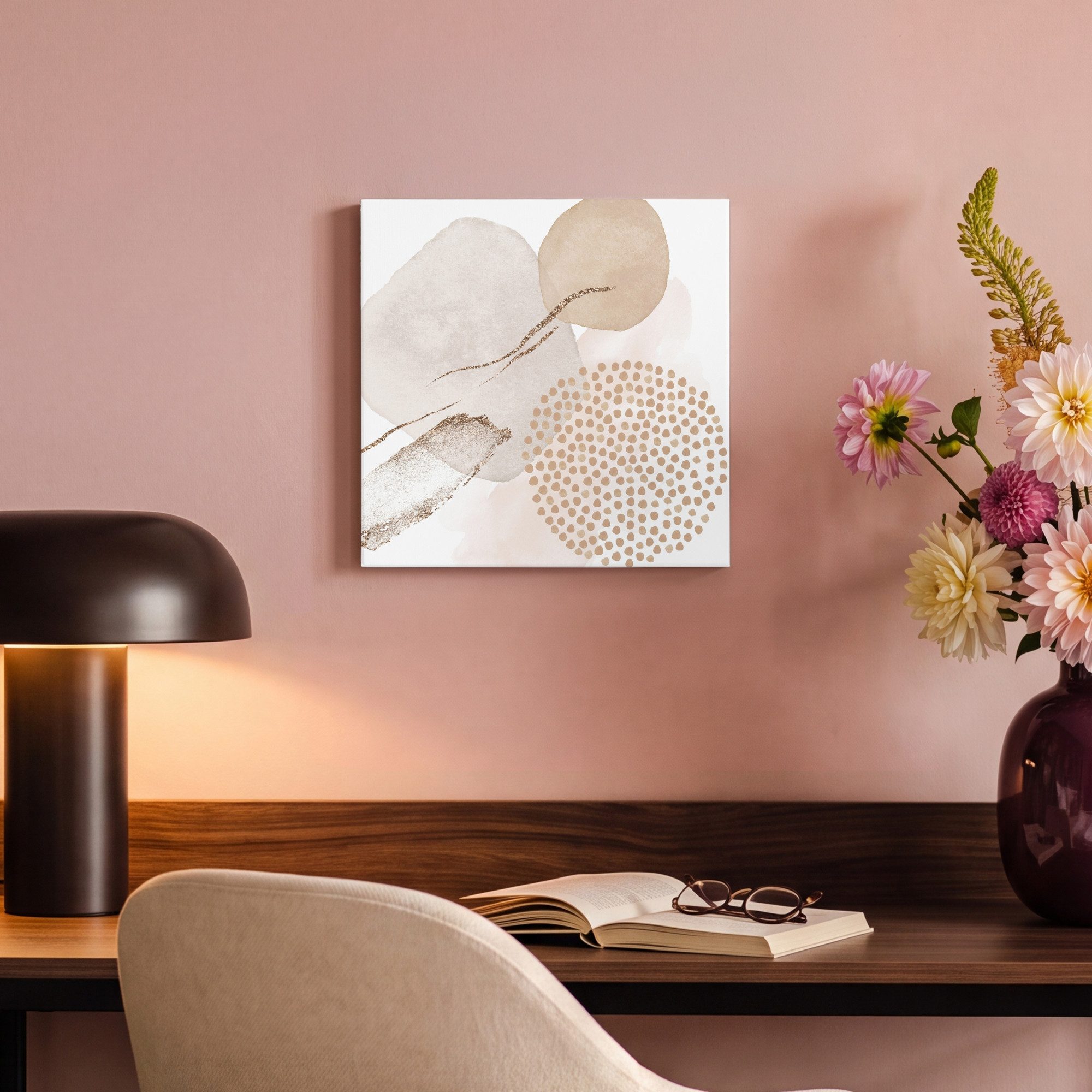 OneMillionCanvasses® Leinwandbild Aquarell - Beige - Pastell - Modern - Abstrakt, Fotodruck (1 St), Wandbild, Deko Schlafzimmer Wohnzimmer Flur 20x20 cm – Bild 4 von 5