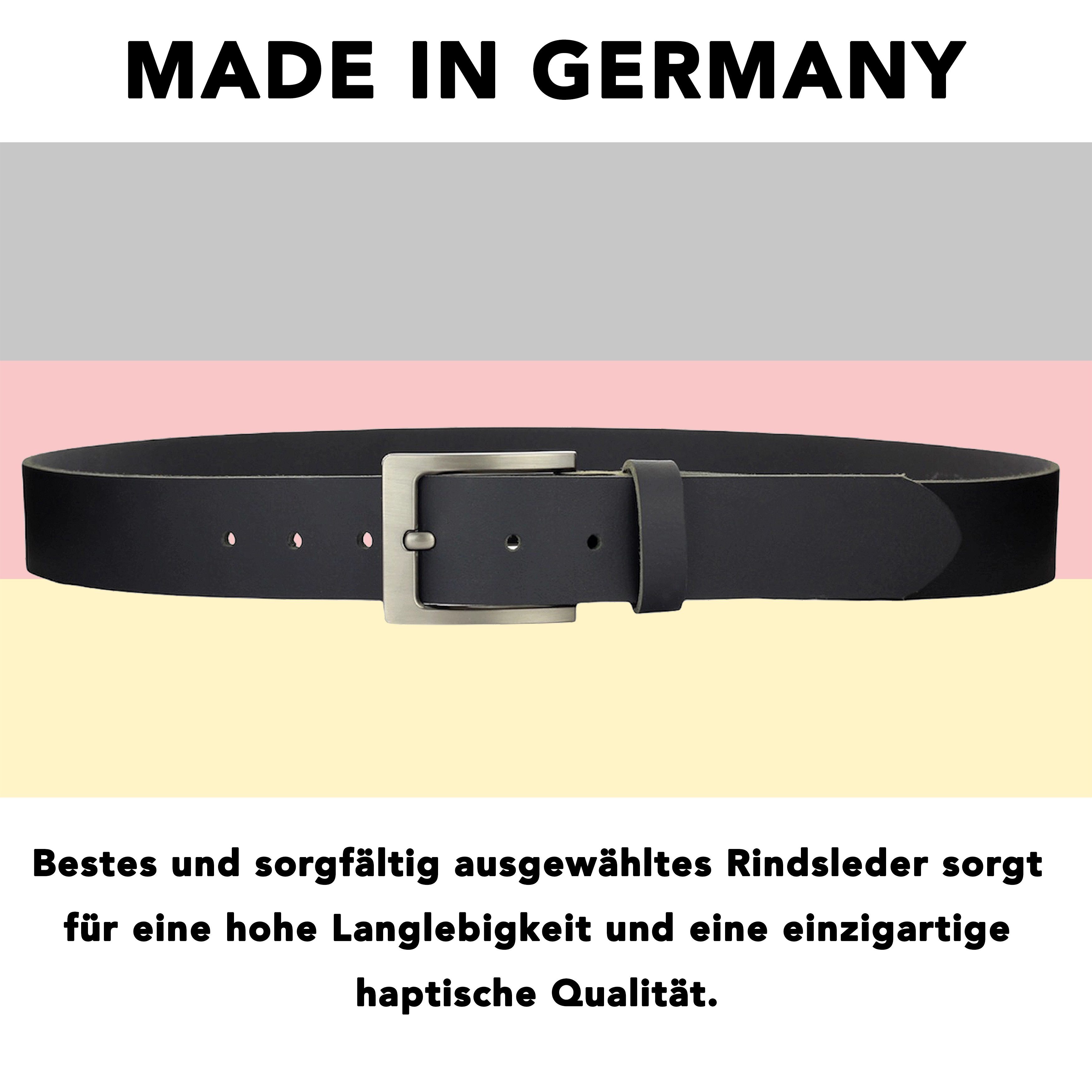 Manza Ledergürtel 4cm oder Unisex breit, Gürtel verklebtes Vollleder Jeansgürtel Hochwertig, vernähtes Vollleder, Ledergürtel gefertigt, Stück Schwarz Echt Aus Langlebig, einen kein 4cm Leder breit Leder, Kürzbar