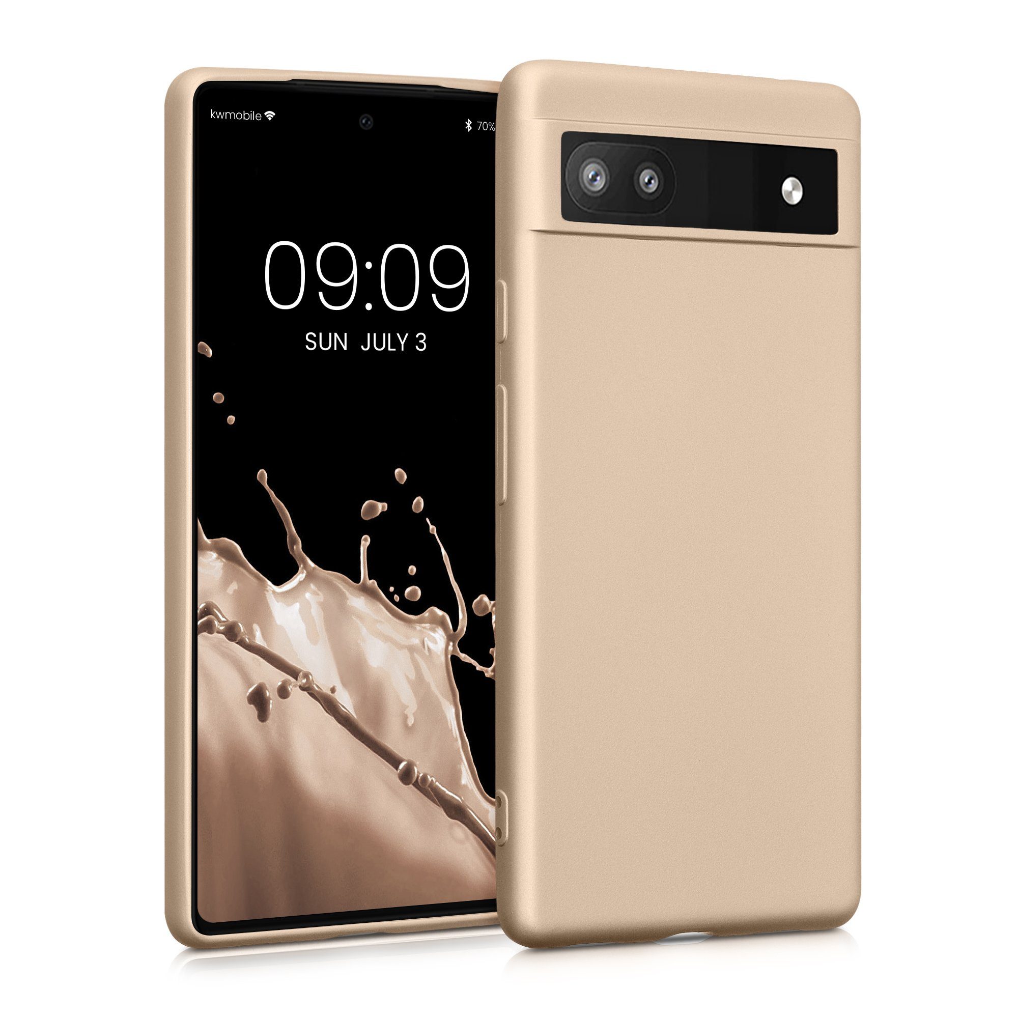 kwmobile Handyhülle Handyhülle für Google Pixel 6a Hülle, Silikon Case metallisch schimmernd - Schutzhülle Cover
