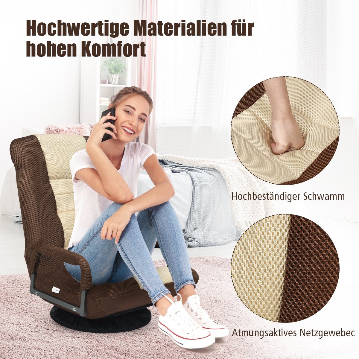 COSTWAY Relaxsessel, Bodensessel mit verstellbarer Rückenlehne,drehbar günstig online kaufen