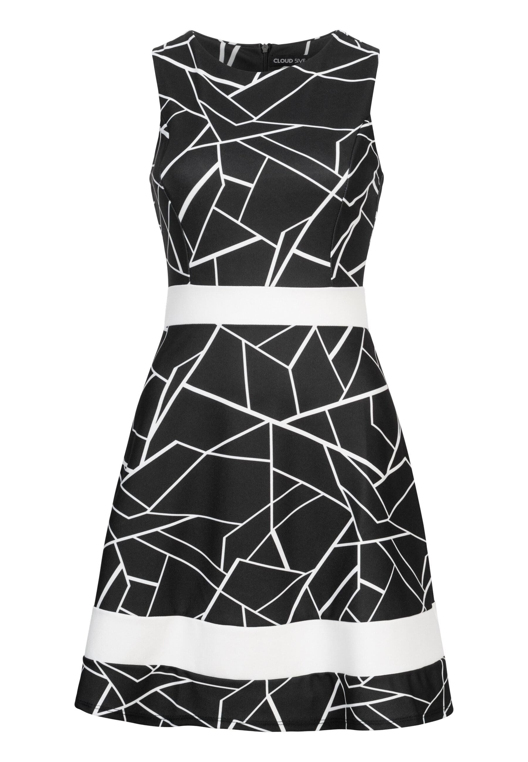 CLOUD 5IVE Shirtkleid CLOUD 5IVE Dress with Abstract Print and Zipper on the back (1-tlg)