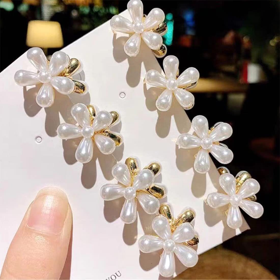 (10-tlg) Mini-Perlen-Haarspangen, WaKuKa Mini-Blumen-Krallenklammern 10er-Pack Diadem