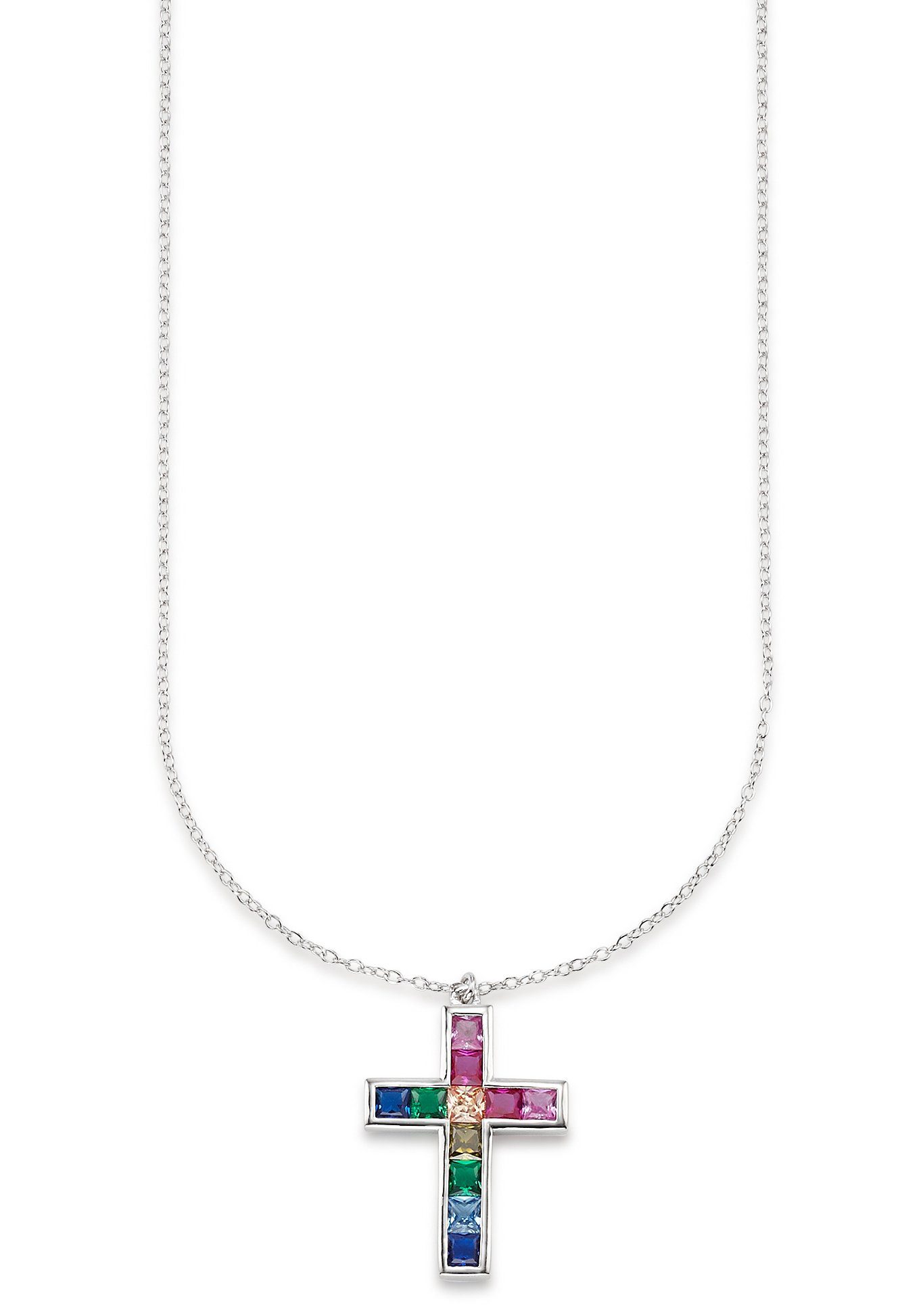 Bruno Banani Kette mit Anhänger Schmuck Geschenk Silber 925 Halsschmuck Halskette Ankerkette Kreuz, mit Zirkonia (synth)