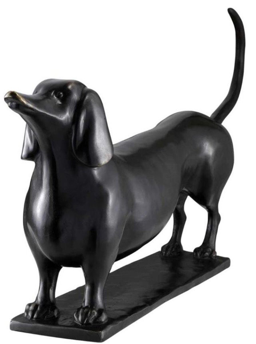 Casa Padrino Dekofigur Designer Bronzefigur Dachshund 46 x 8 x H. 23 cm - Luxus Qualität