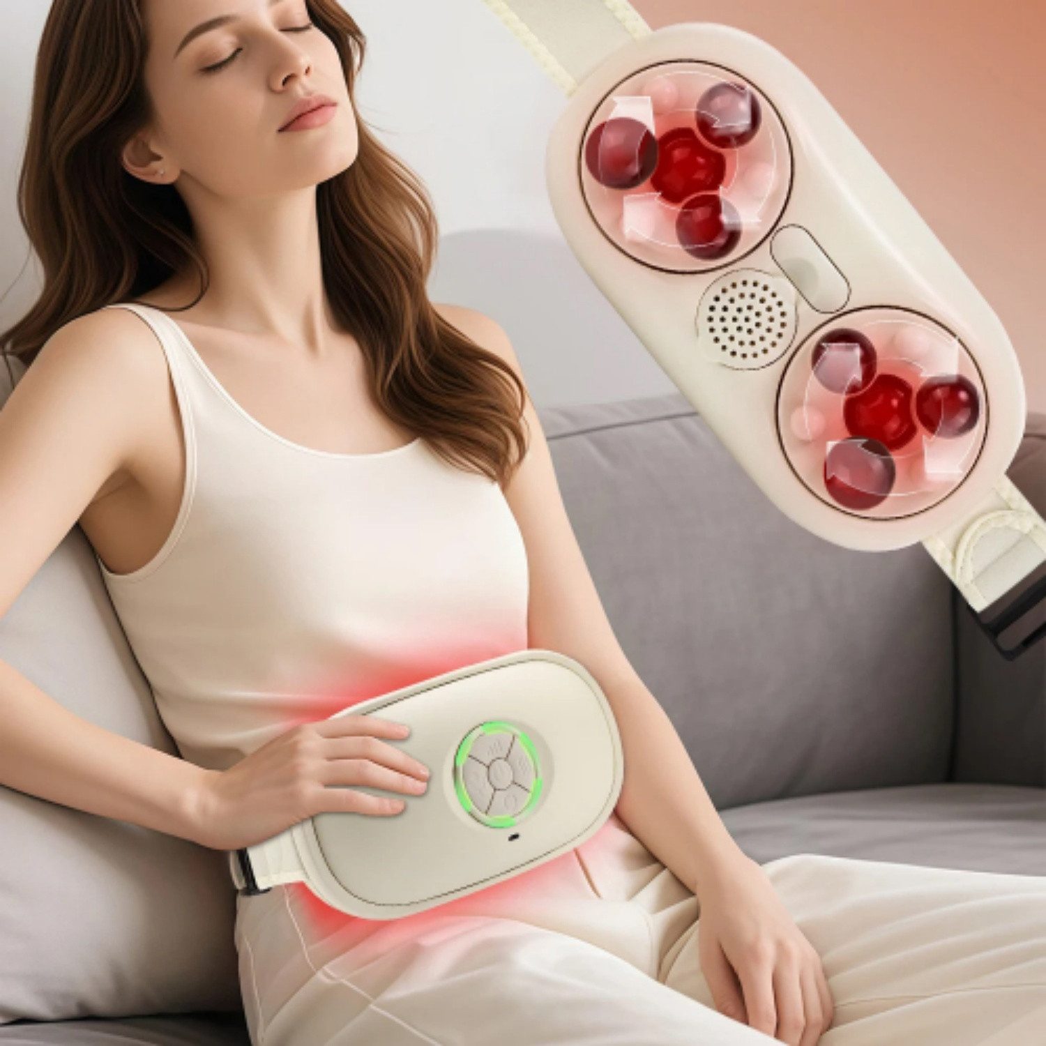 ibettertec Massagegerät 360° menschliches Kneten Konstante Temperatur Rotes Licht Wärme