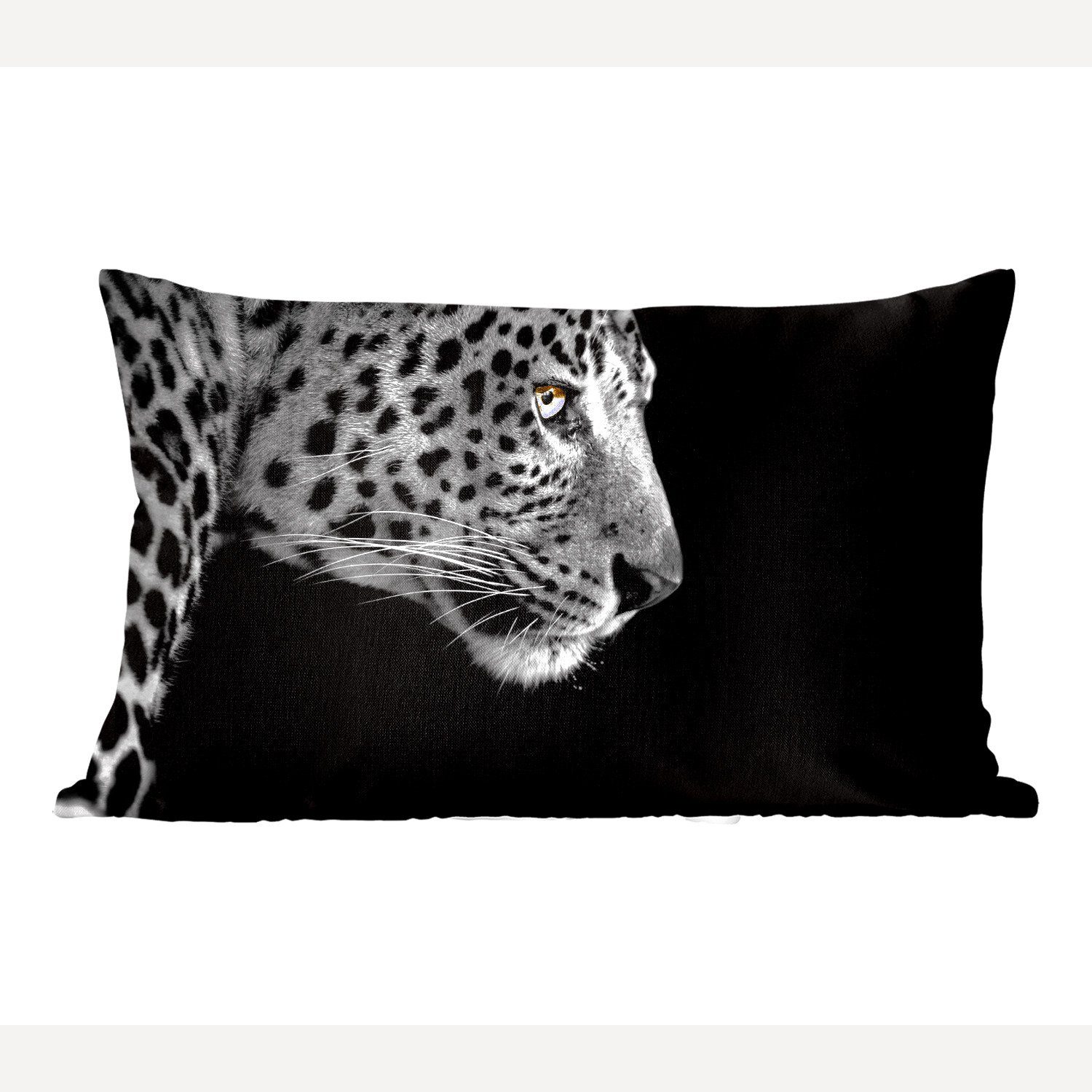 MuchoWow Dekokissen Leopard - Schwarz - Weiß - Pelz, Wohzimmer Dekoration, Zierkissen, Dekokissen mit Füllung, Schlafzimmer