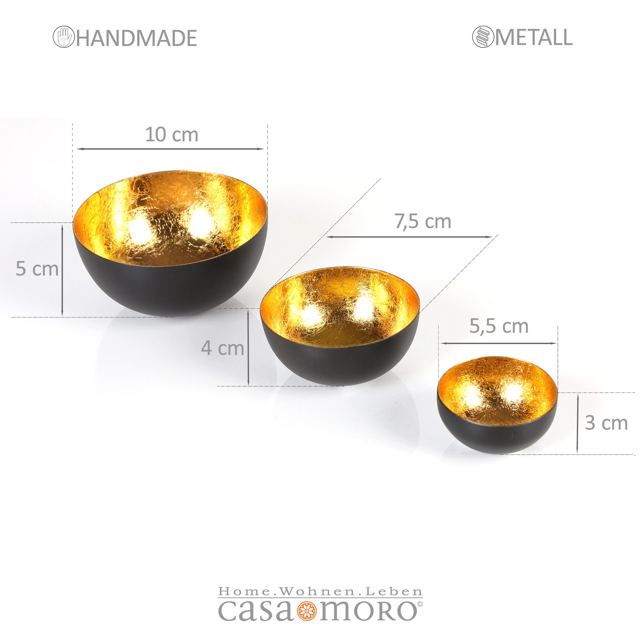 Casa Moro Windlicht Teelichthalter Gold Schwarz 3er Set Metall Ostern Tisch günstig online kaufen