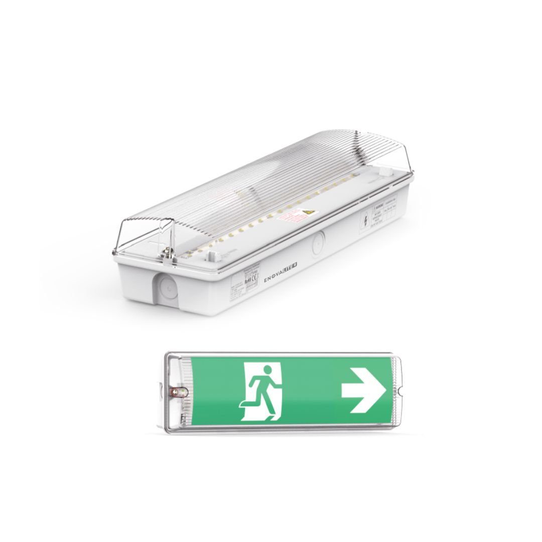 ENOVALITE LED Arbeitsleuchte LED-Fluchtwegleuchte, Notausgang mit Notstrom, TEST-Funktion, IP65, LED fest integriert, Tageslichtweiß, Fluchtwegleuchte, Notleuchte, Fluchtweg, Notbeleuchtung, Notfallakku