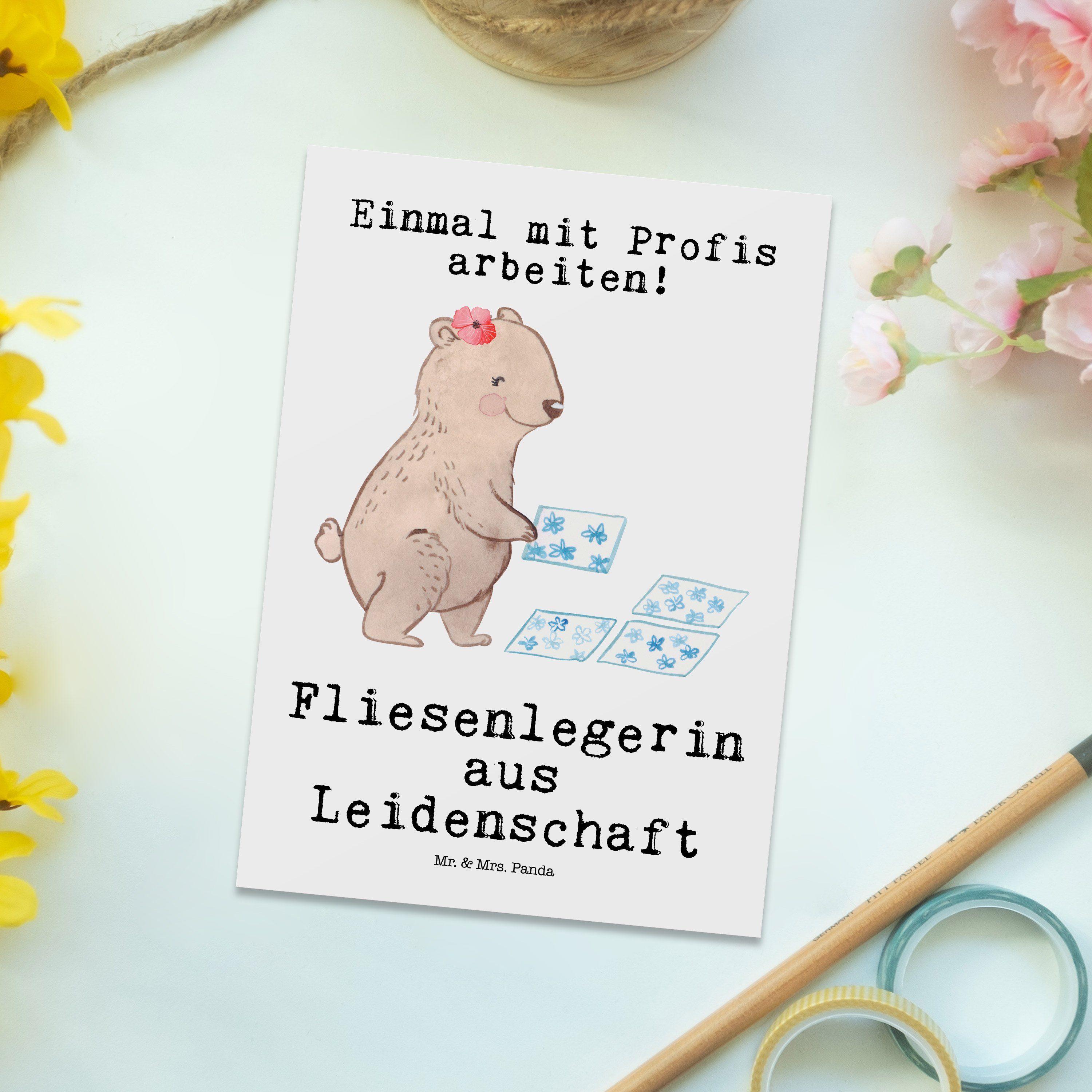 aus Fliesenlegerin & Weiß Mr. Leidenschaft Mrs. Geschenk, - Fliesenlegermeiste Postkarte Panda -