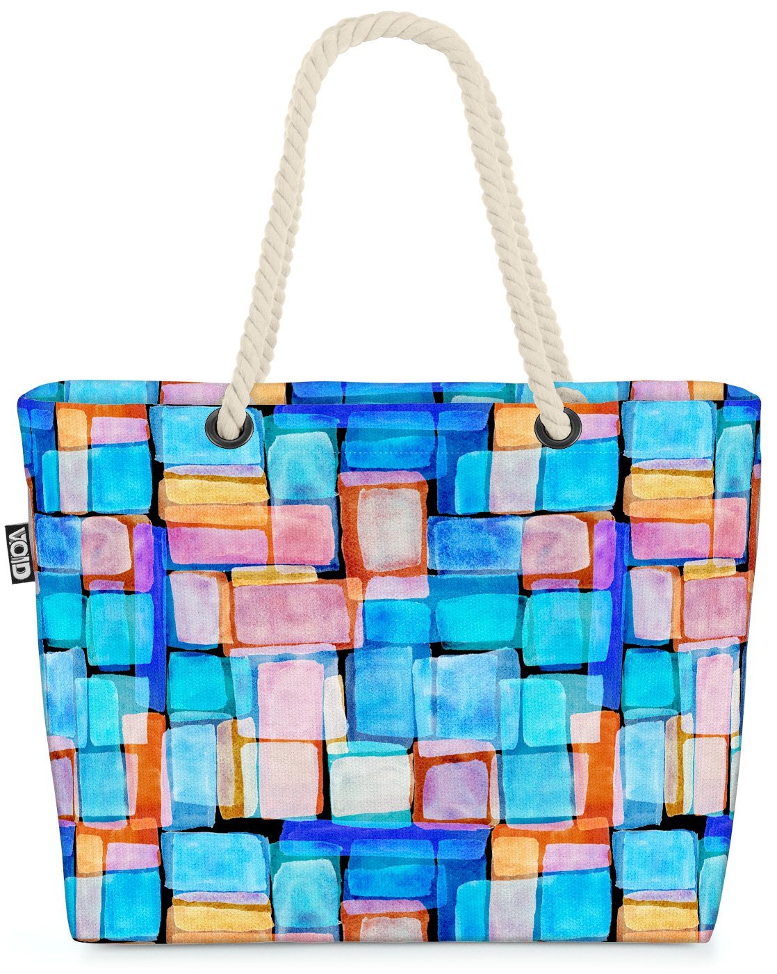 VOID Strandtasche (1-tlg), Colorful Squares Beach Bag mosaik viereck deko abstrakt geometrisch blocke