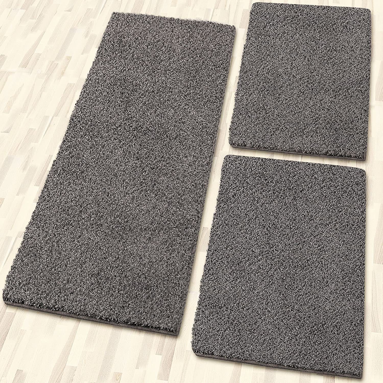 casa pura Hochflor-Bettumrandung Sphinx, 11 Farben, Teppichläufer, ideal im Schlafzimmer, Höhe 9 mm, (3-tlg), Shaggy – Bild 4 von 5