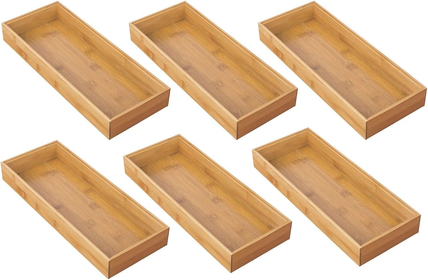 mDesign Aufbewahrungssystem mDesign Organizer Aufbewahrungsbox Schubladenbox Bambus Büro Bad 6er