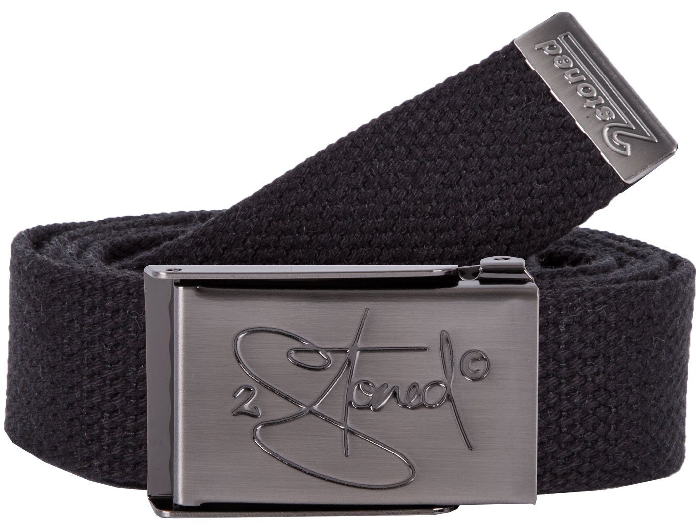 2Stoned Stoffgürtel Koppelgürtel Unisex, Schnalle Matt Classic, 3 cm breit, 120 cm lang individuell kürzbar