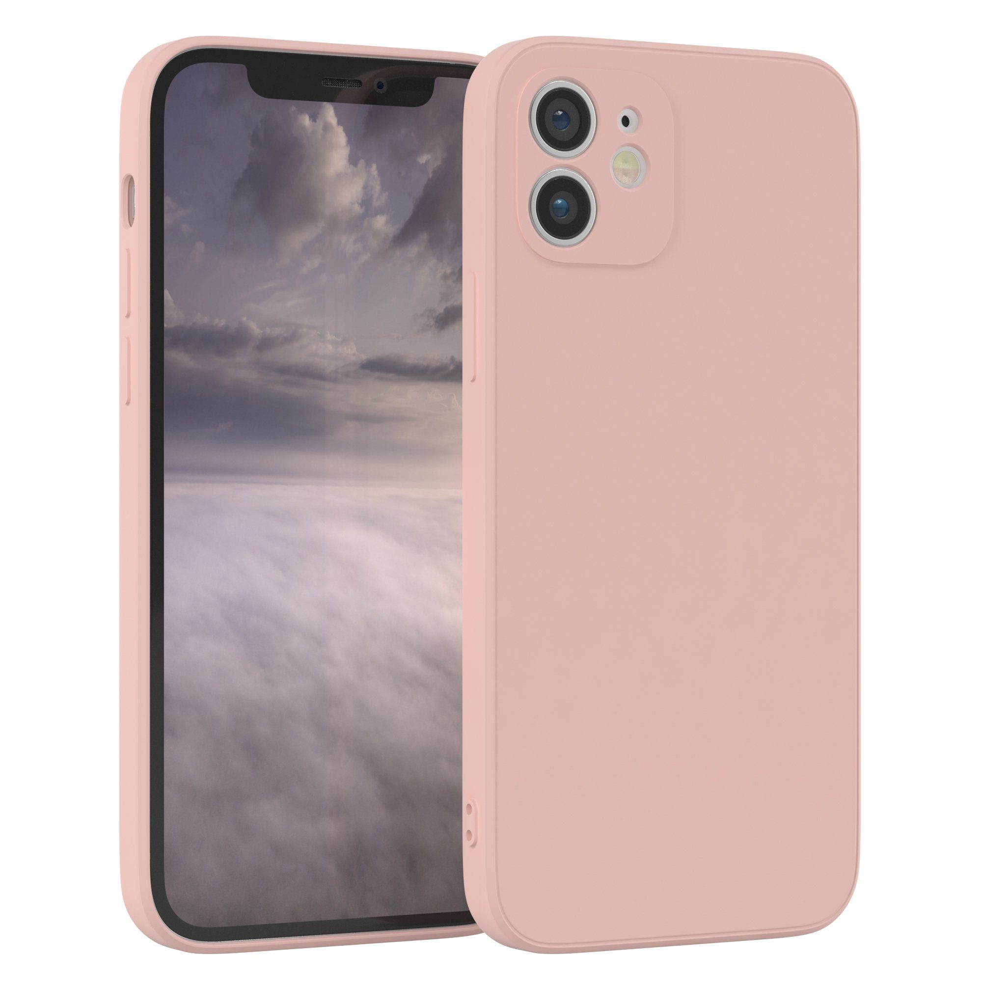 EAZY CASE Handyhülle für Apple iPhone 12 Hülle Silikon 6,1 Zoll, Hülle mit Kameraschutz Bumper Case silikonschutzhülle Rosa / Altrosa