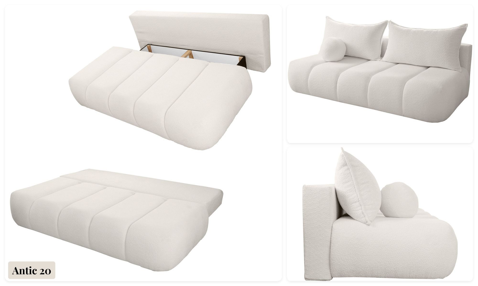 WFL GROUP Schlafsofa Milla mit Bettkasten – 3 Sitzer Couch mit Schlaffunktion, Bettfunktion, Schlaffläche 150 × 200 cm, Skandinavische Polstercouch im modernen  – Bild 5 von 5