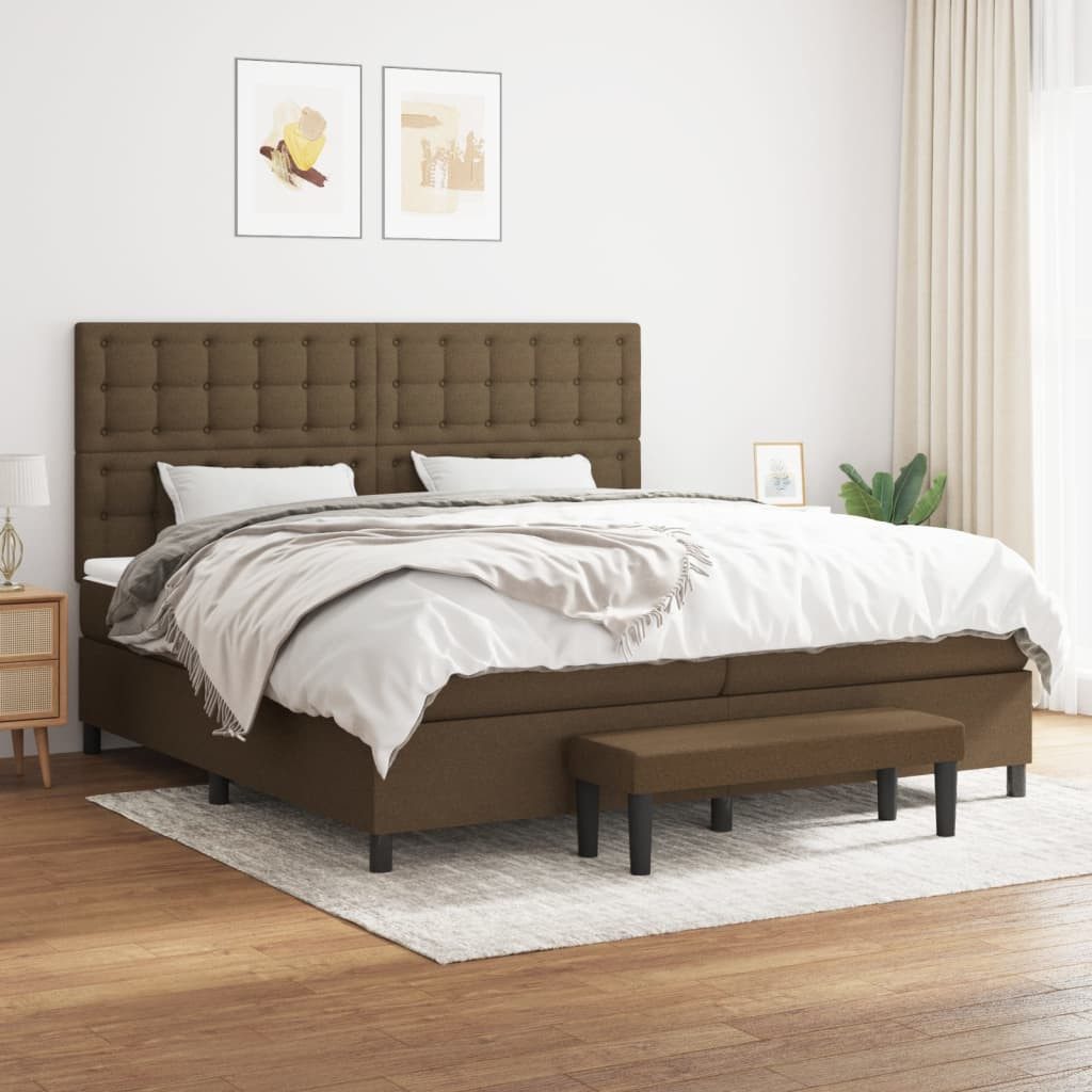 vidaXL Boxspringbett Boxspringbett mit Matratze Dunkelbraun 200x200 cm Stof günstig online kaufen