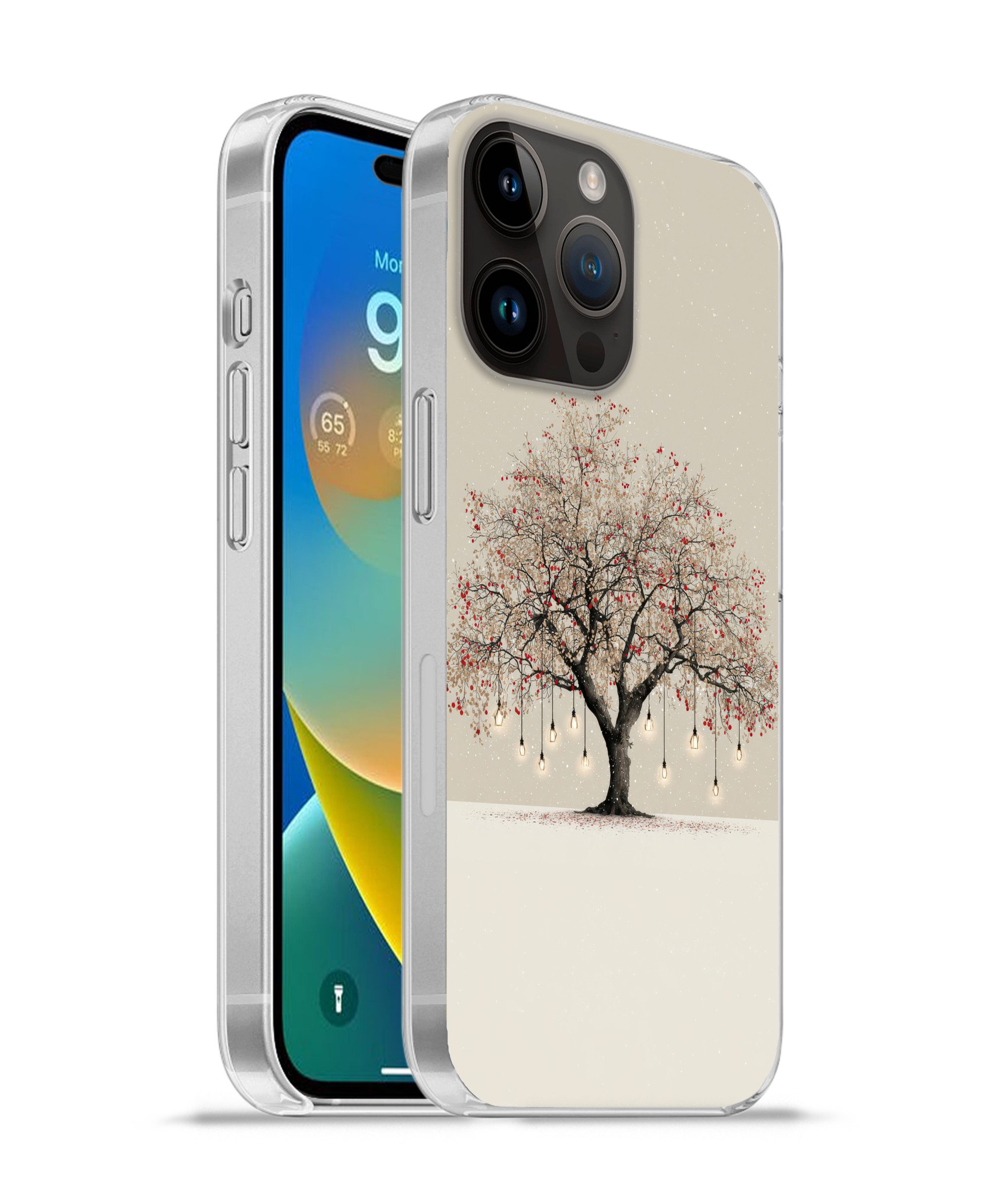 MuchoWow Handyhülle für Apple iPhone 14 Pro Max Lichterbaum - Winter - Weihnachten - Mehrf, Smartphone-Bumper, Print, Handy Schutzhülle Dünn