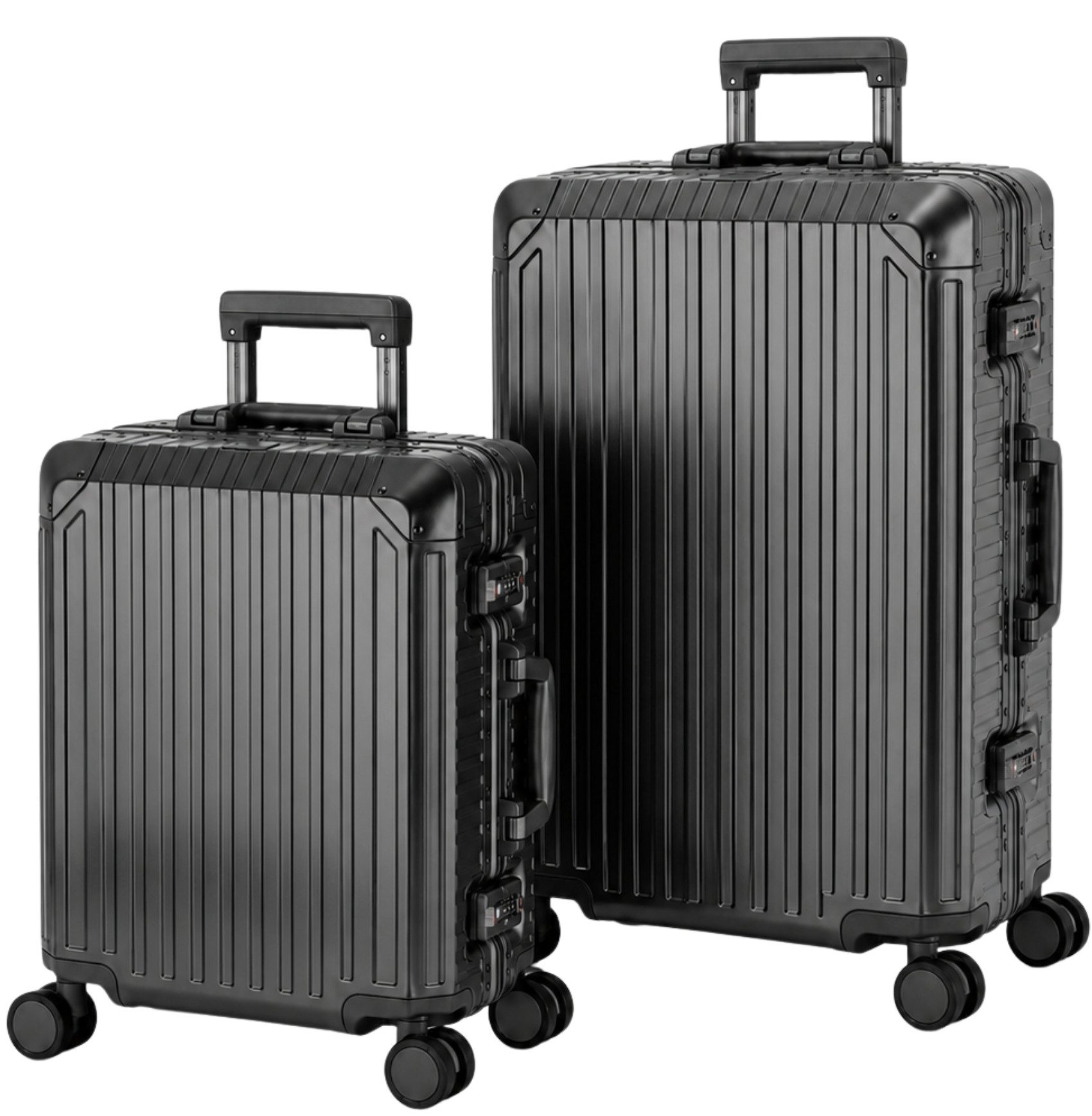 Travelhouse Kofferset 100% Aluminium TOKYO - verschiedene Farben, 4 Rollen, (2 tlg., S+M), Zipperless - Kein Reißverschluss, TSA Zahlenschloss, Nassfach